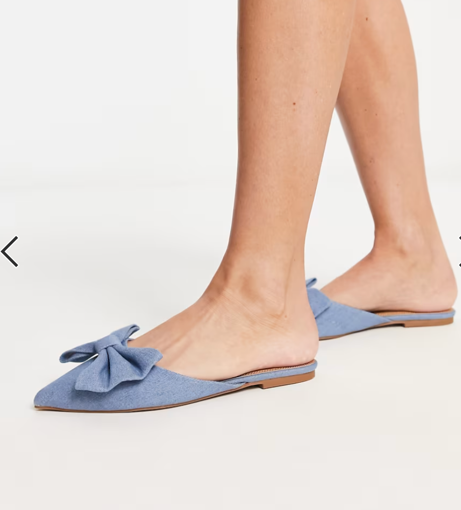 ASOS DEINM BOW MULE IN BLUE