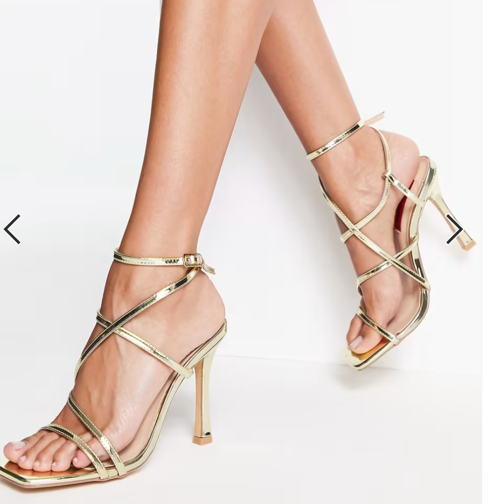 LONDON REBEL MULTI STRAP HEELED SANDAL IN GOLD