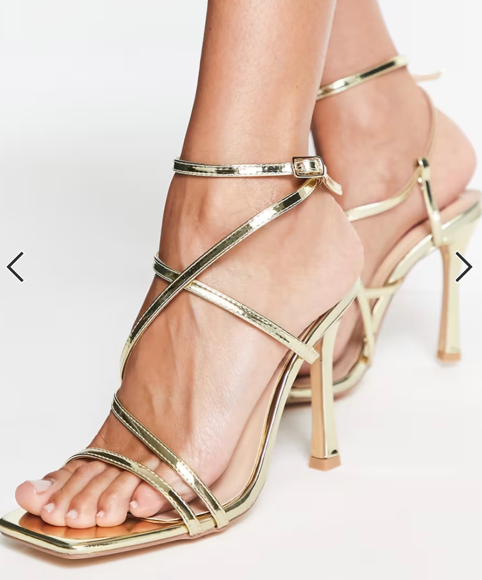 LONDON REBEL MULTI STRAP HEELED SANDAL IN GOLD