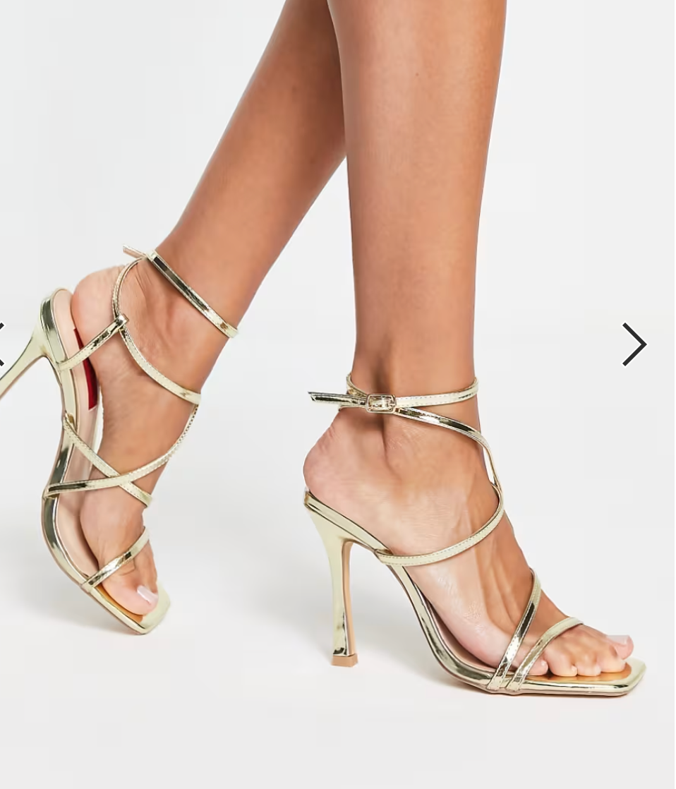 LONDON REBEL MULTI STRAP HEELED SANDAL IN GOLD