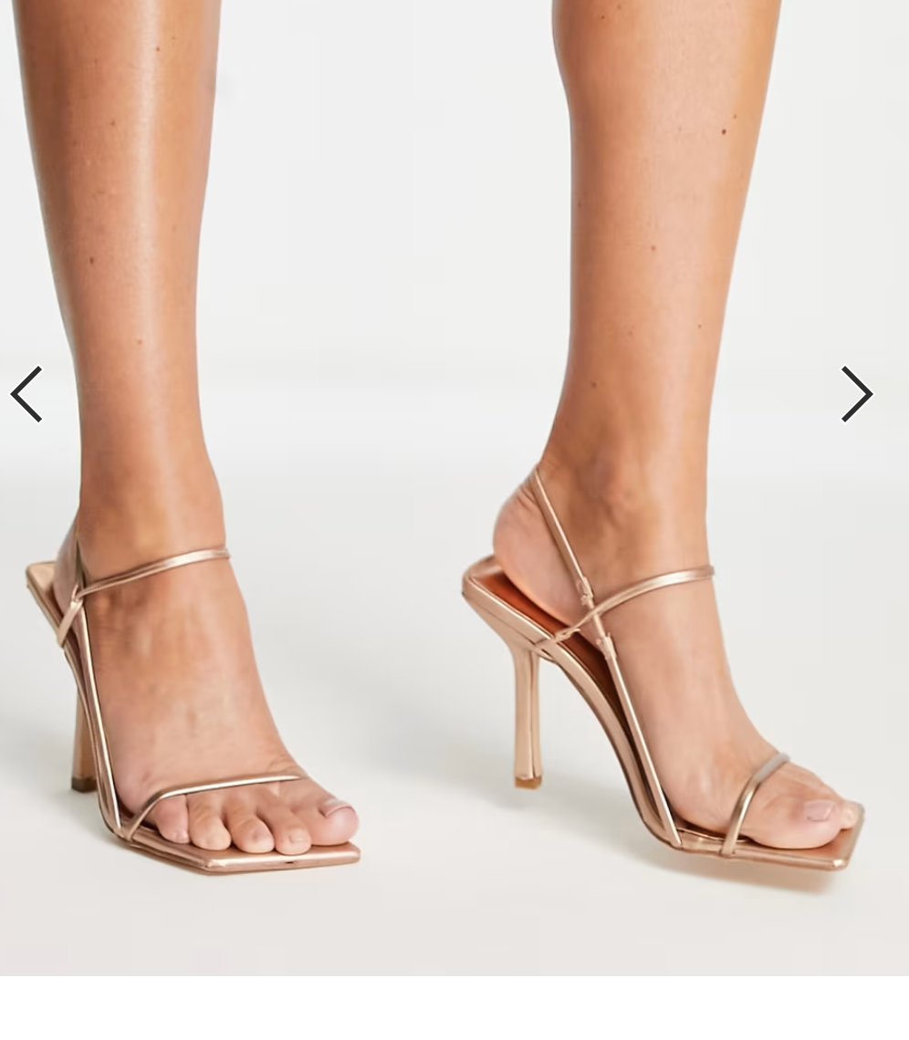 PUBLIC DESIRE BARELY THERE HEELED SANDAL IN ROSEGOLD