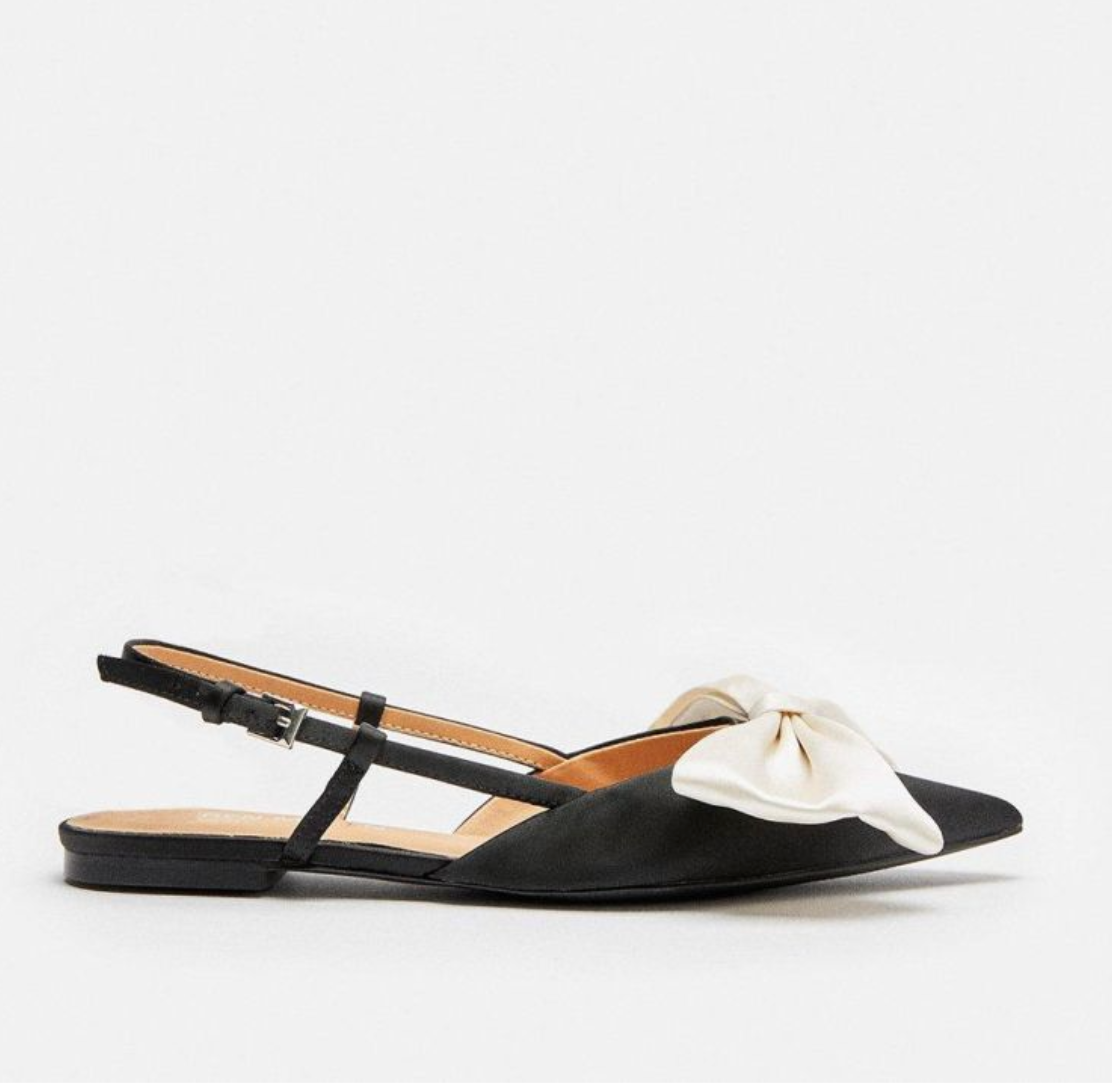 Karen Millen Ivory Bow Detail Slingbacks in Black