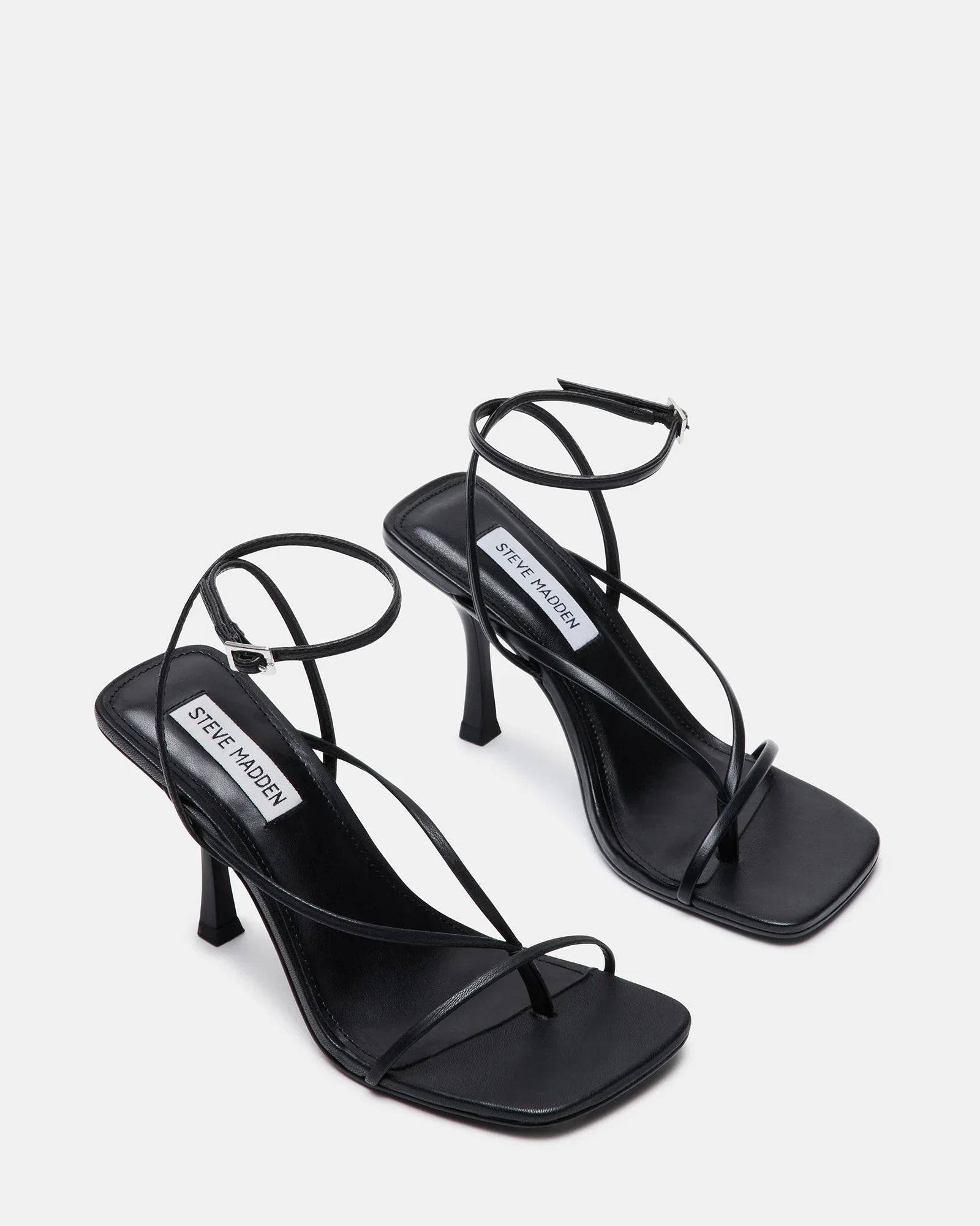 Steve Madden Ankle Strap Heeled Sandal in Black