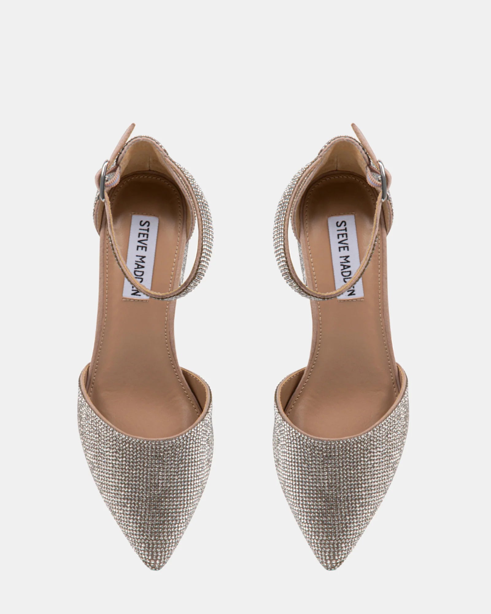 Steve Madden Embellished Pointed Toe Block Heel Pump in Silver