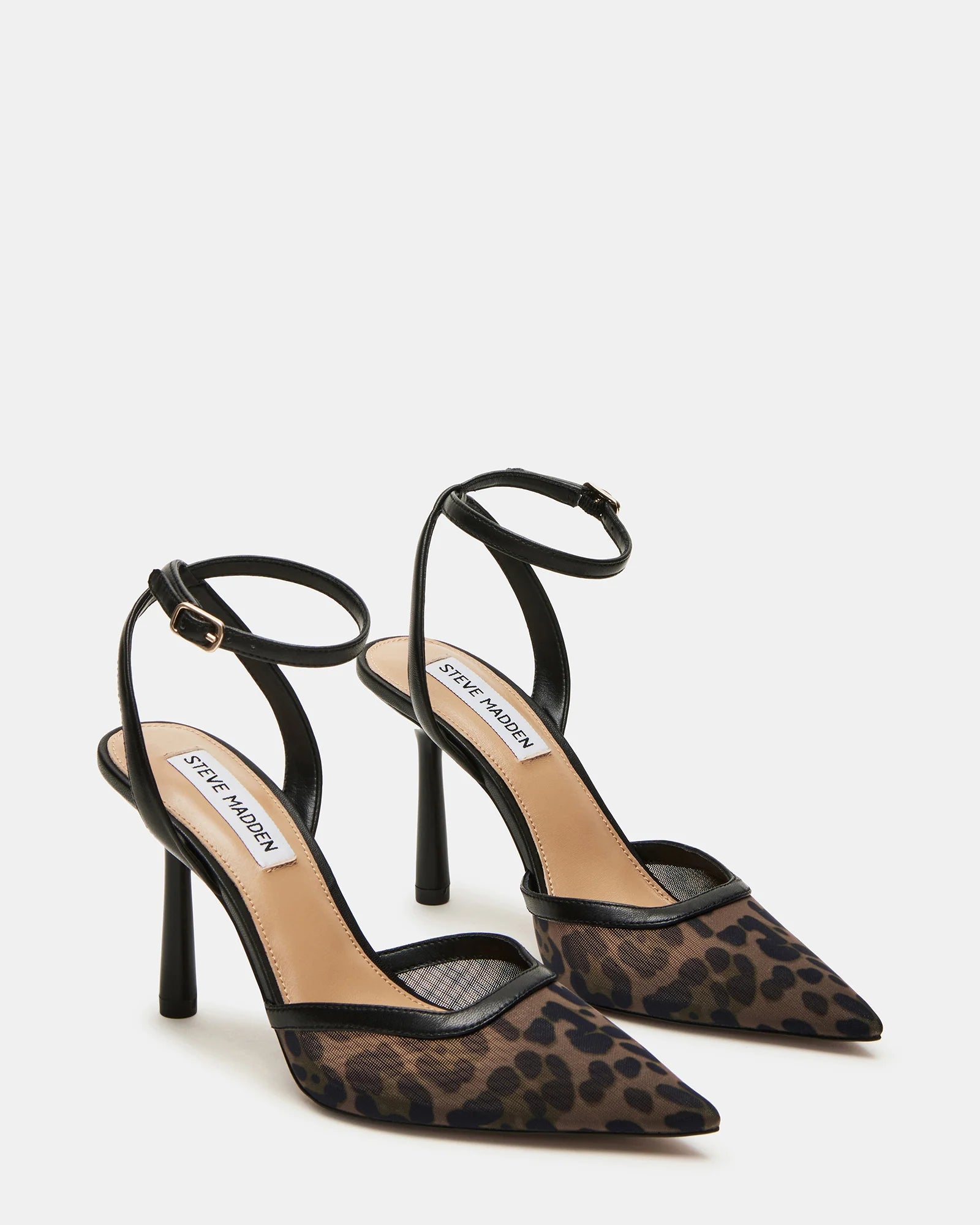 Steve Madden Leopard Print Mesh Ankle Strap Pump In Black