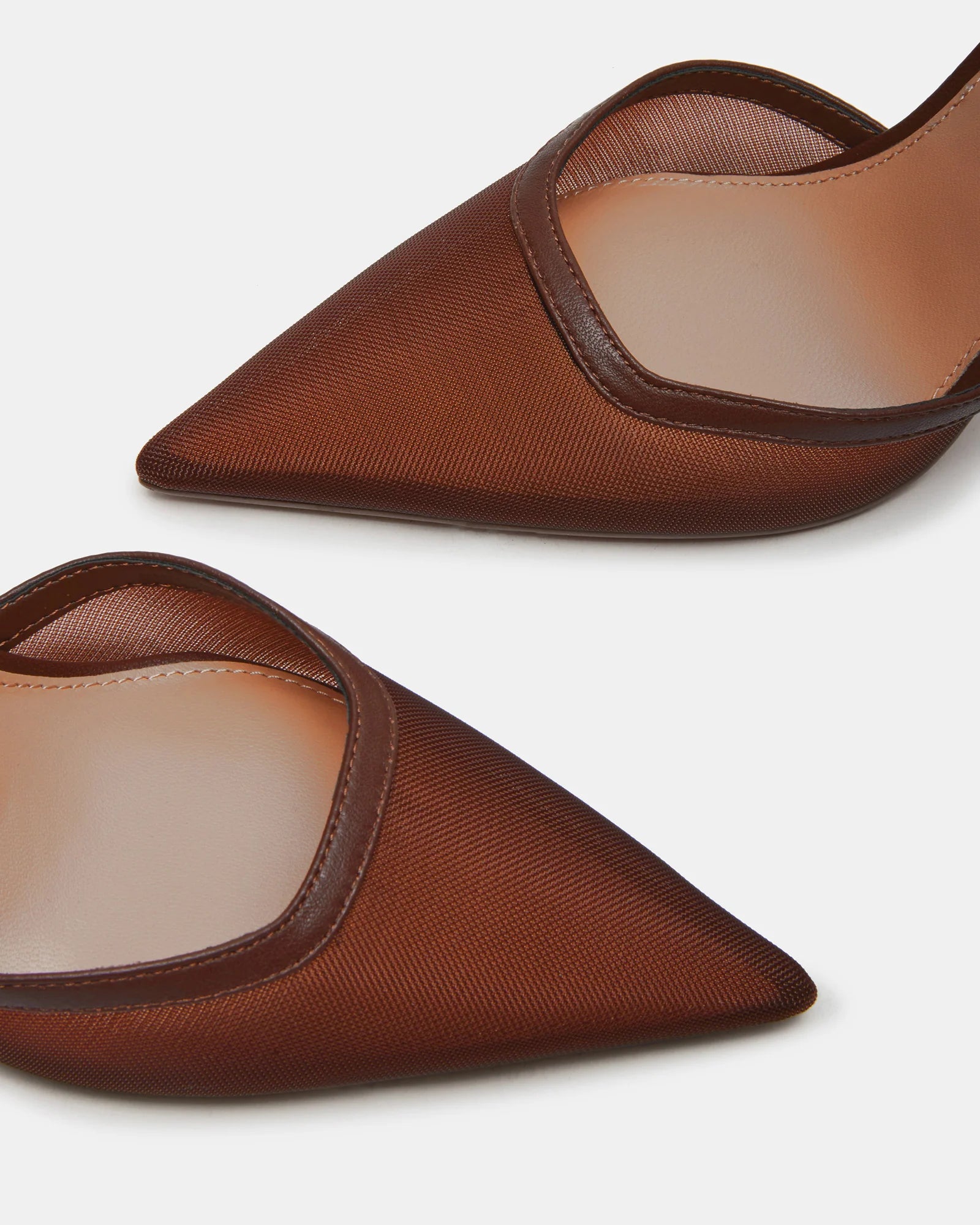 Steve Madden Mesh Pointed Toe Ankle Strap Pump In Coffee