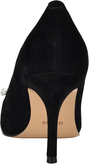 Guess Suede Pointed Toe Brooch Pump in Black