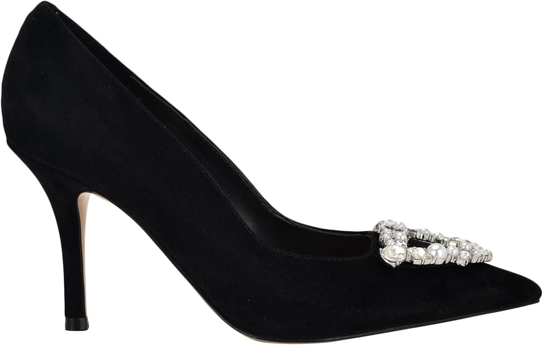 Guess Suede Pointed Toe Brooch Pump in Black