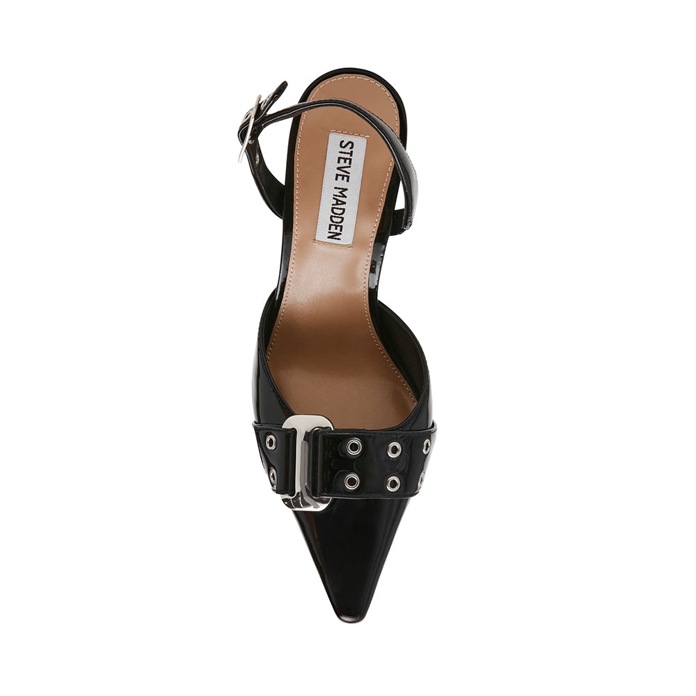 Steve Madden Pointed Toe Buckle Detail Slingback Heels in Black