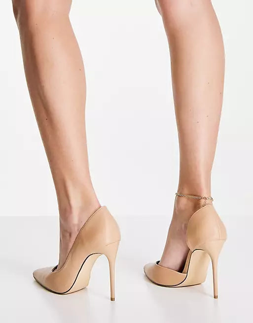 TRUFFLE COLLECTION BEIGE STILETTO HEELED COURT SHOES