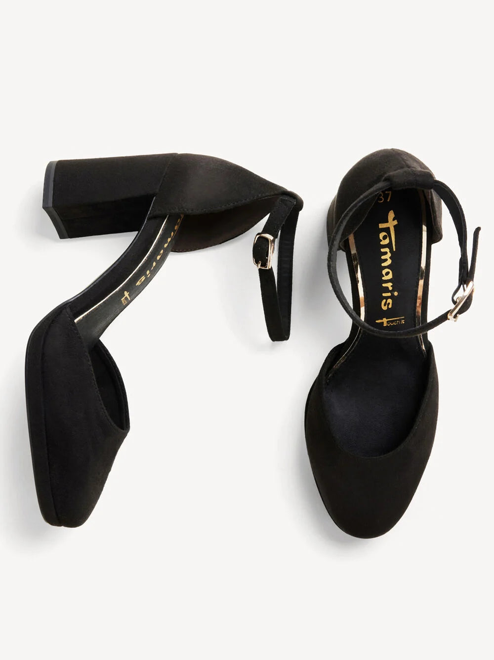 Tamaris Almond Toe D'orsay Block Heel Pump in Black