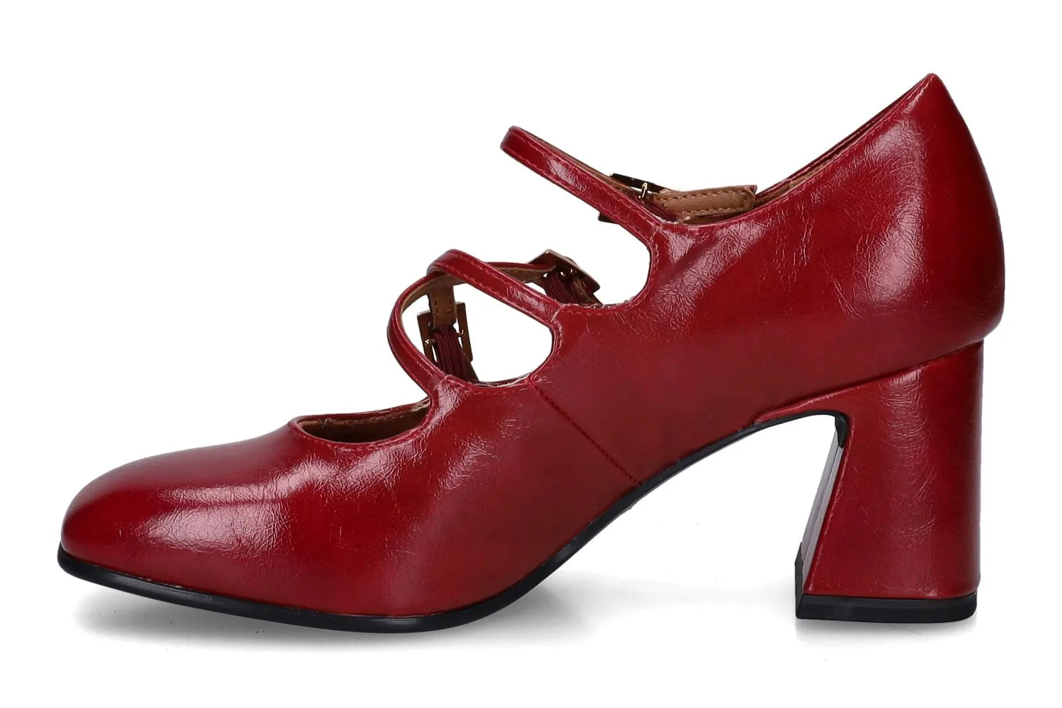 Tamaris Square Toe Block Heel Pump in Wine