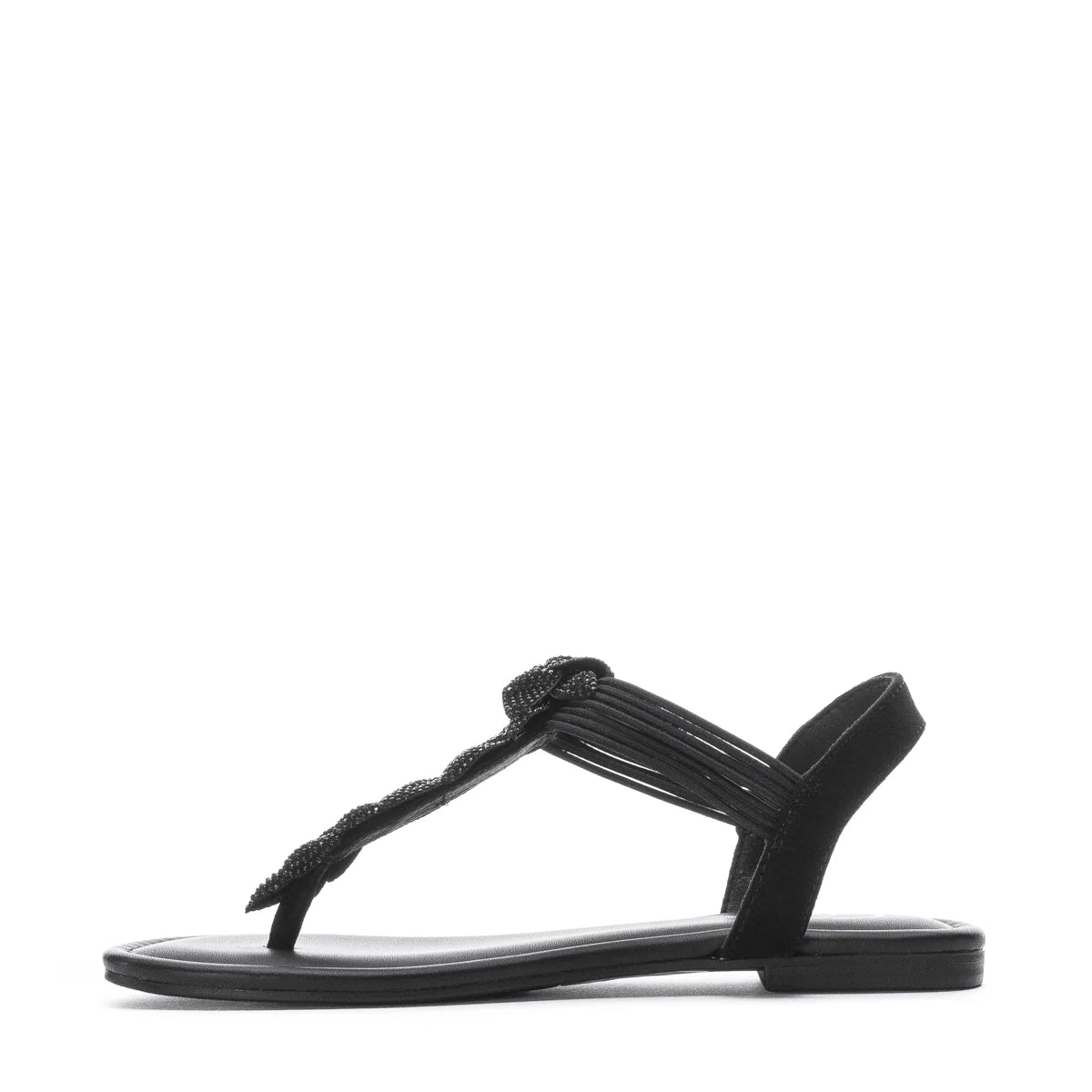 CELIA EMBELLISHED STRAP FLAT SANDAL IN BLACK