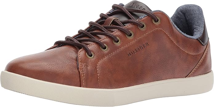 Tommy Hilfiger Unisex Leather Flat Sole Lace-Up Shoes in Brown