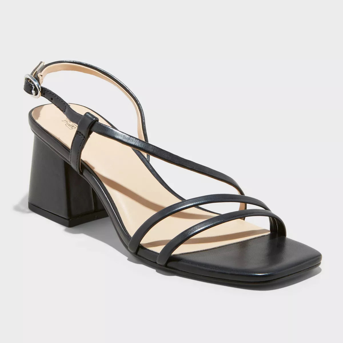 WIDE FABLE STRAPPY BLOCK HEEL SANDAL IN BLACK