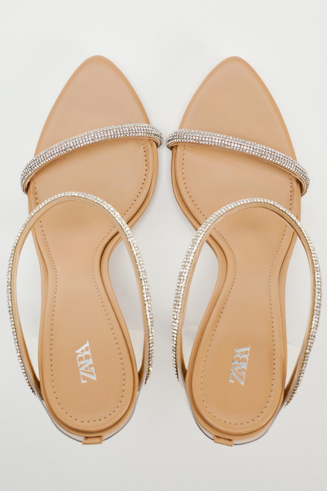 ZARA EMBELLISHED DOUBLE STRAP HEELED MULE NUDE