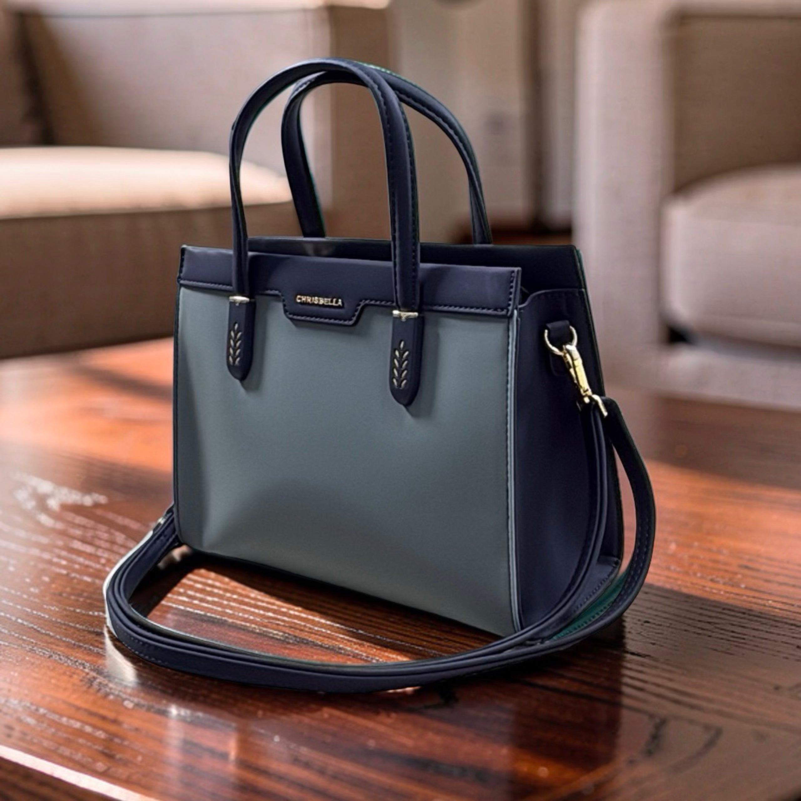 Chrisbella Two-In-One Two-Tone Bag in Navy