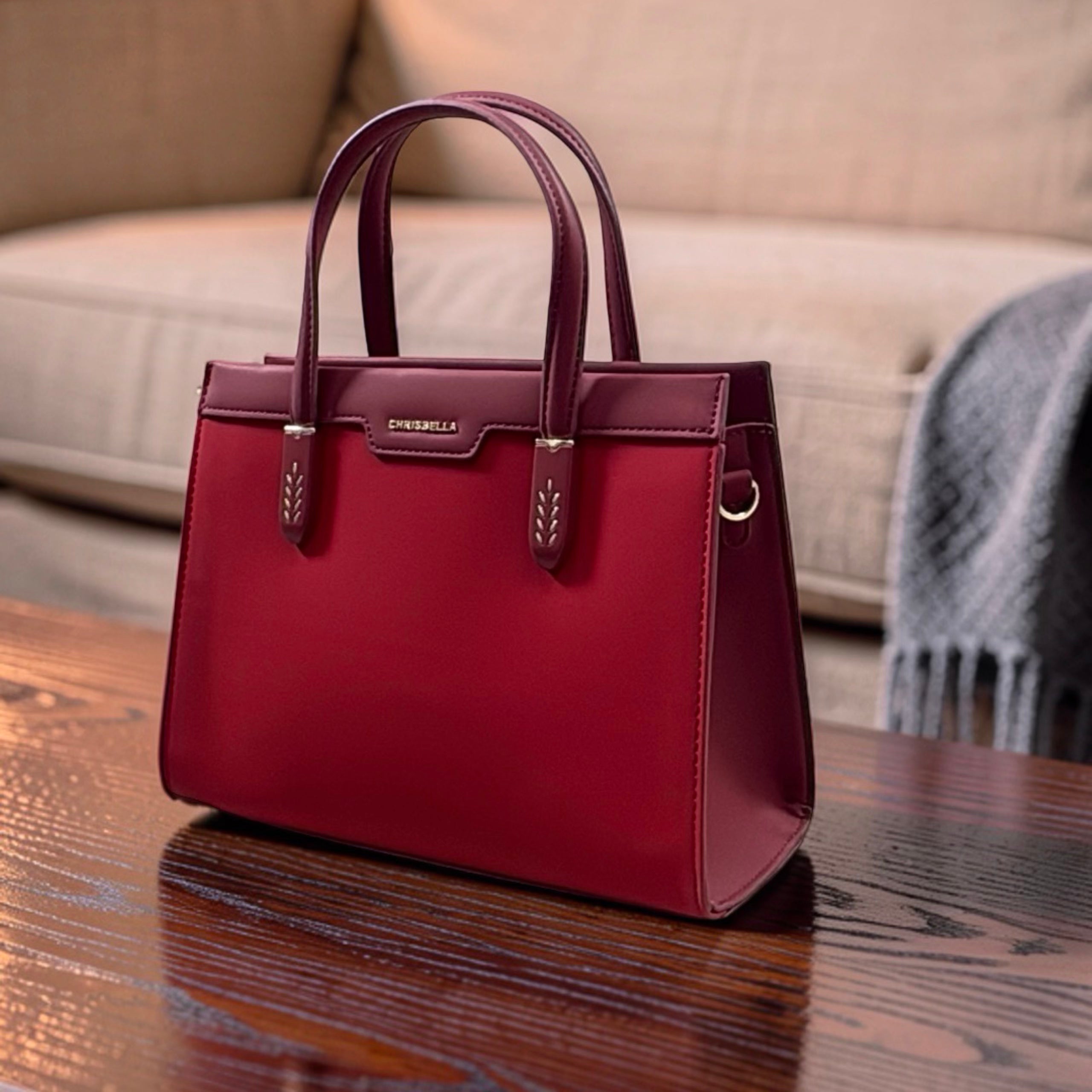 Chrisbella Two-In-One Two-Tone Bag in Red