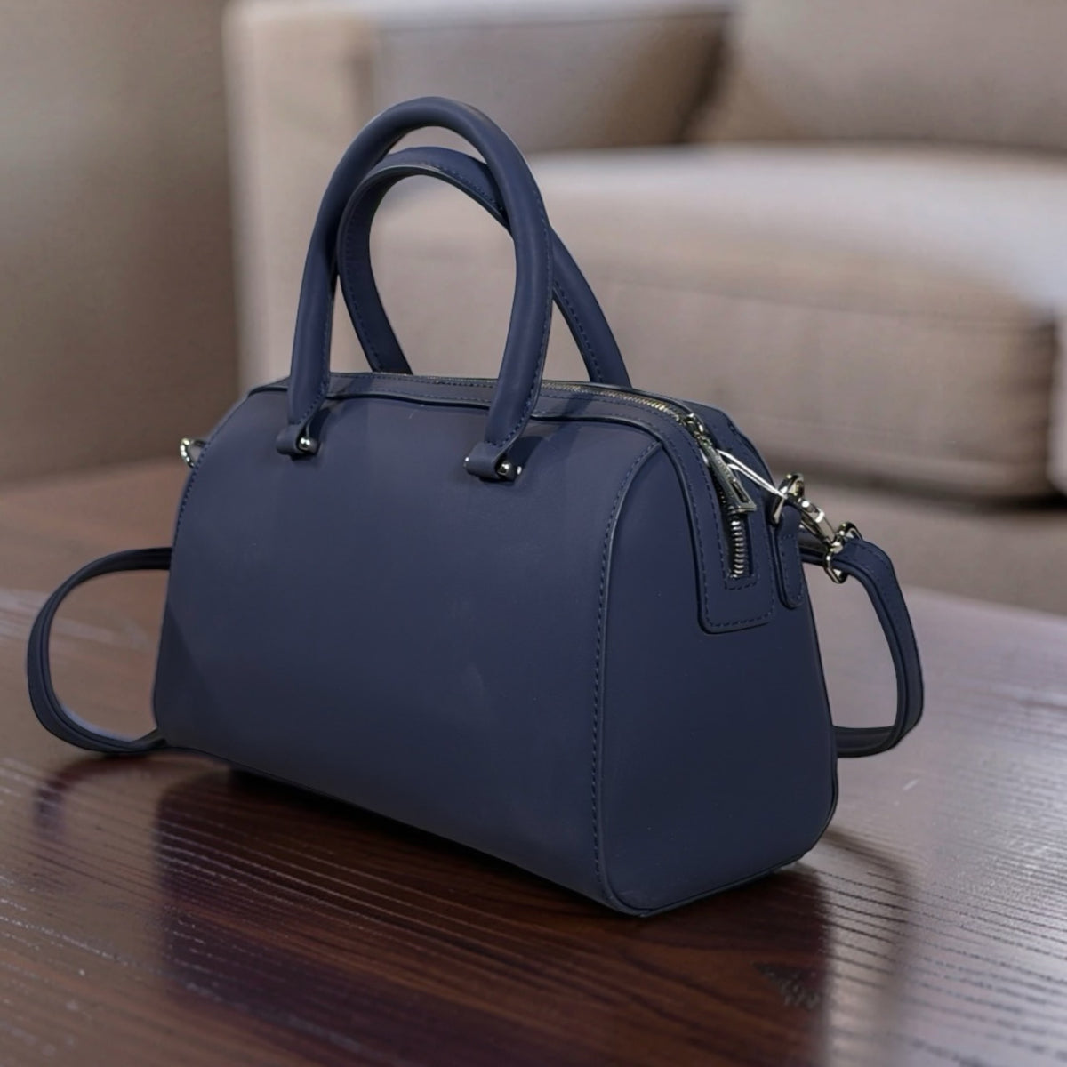 Chrisbella 3-Color Pattern Bag In Navy