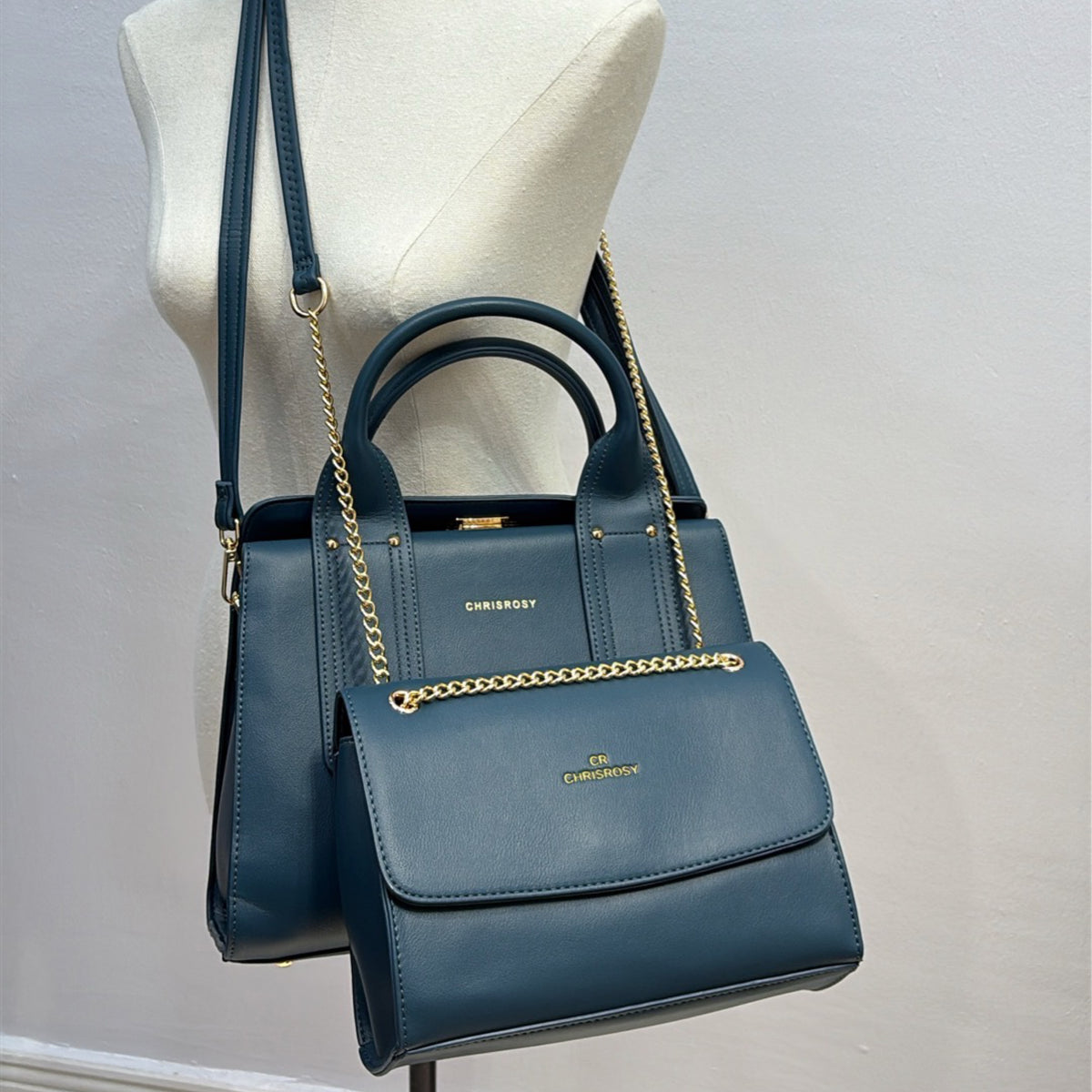Chrisrosy 2-in-1  Structured Double Handle Bag in Teal
