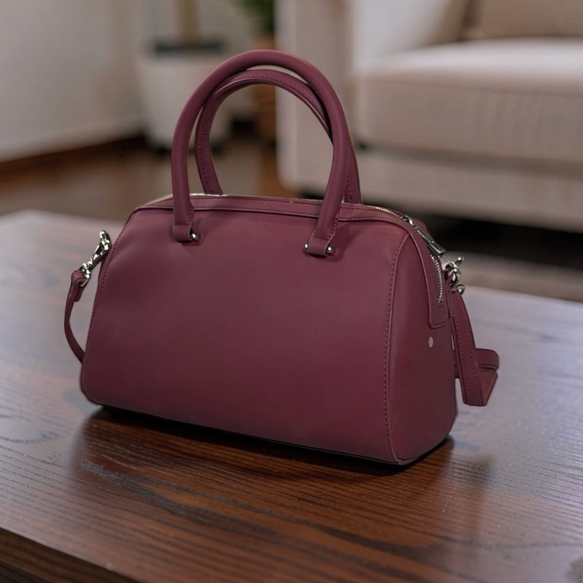 Chrisbella 3-Color Pattern Bag In Burgundy
