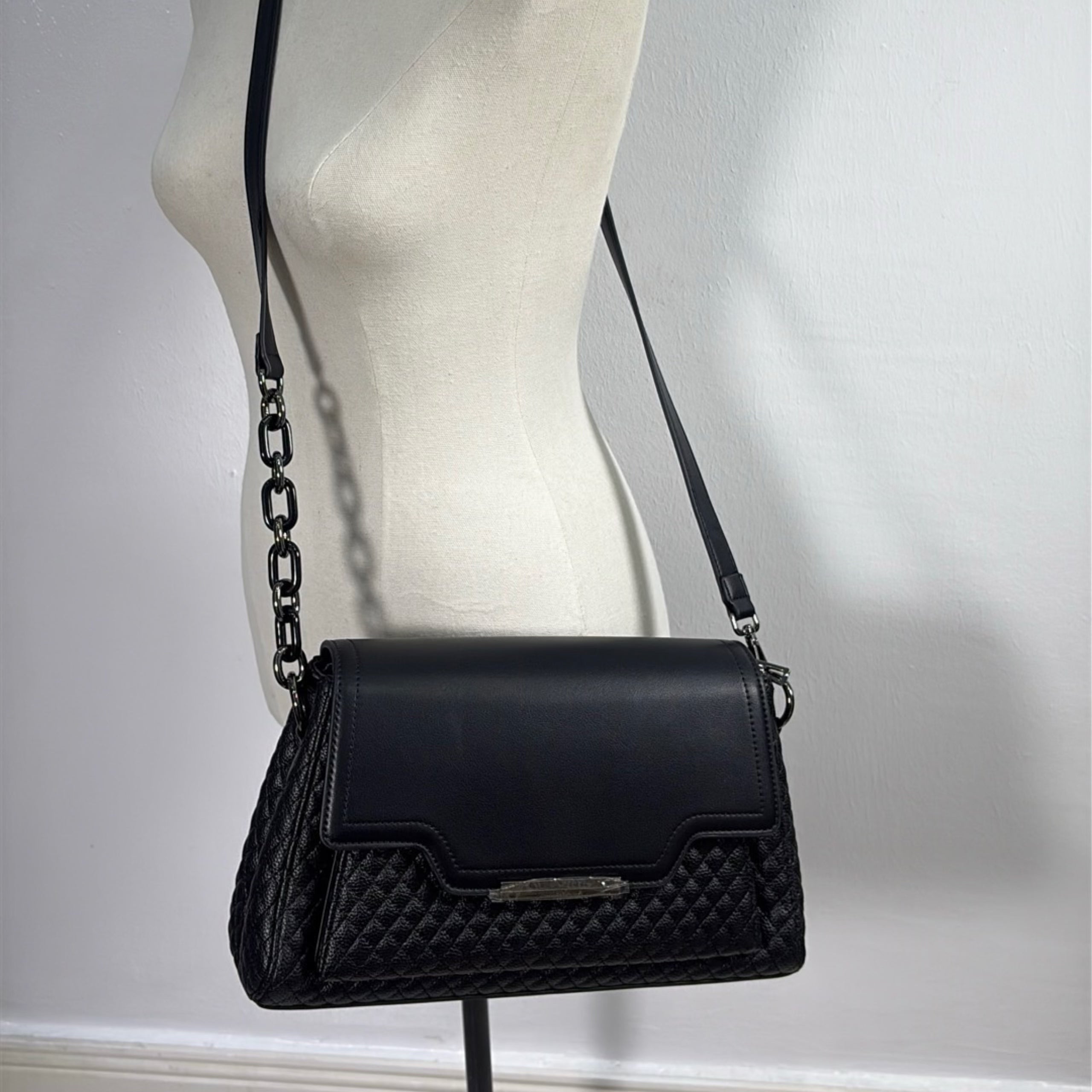 Chrisbella Quilted Sling Bag in Black