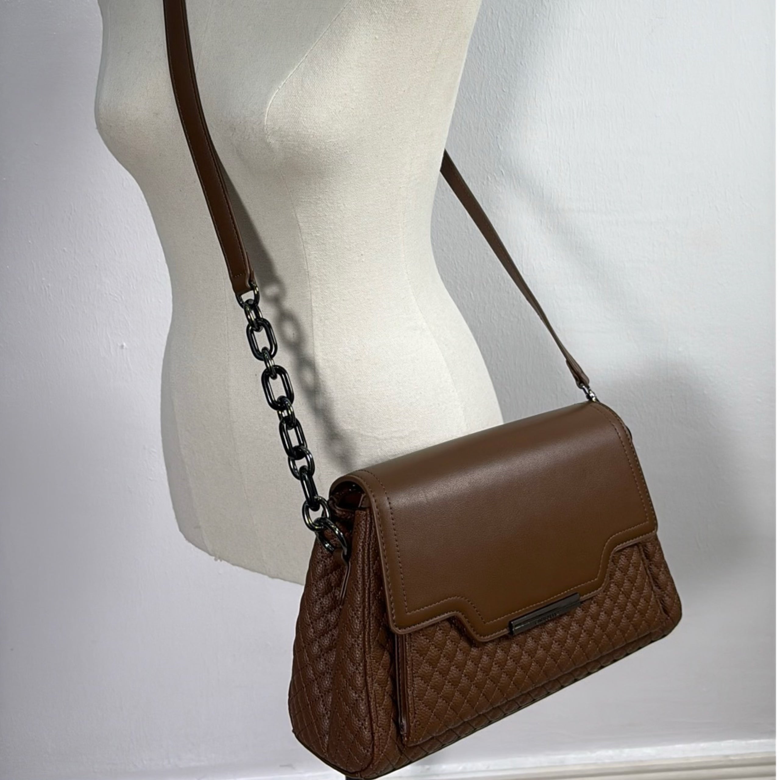 Chrisbella Quilted Sling Bag in Coffee