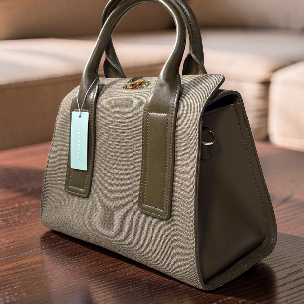 Chrisbella Textured Two-in-One Bag in Army Green