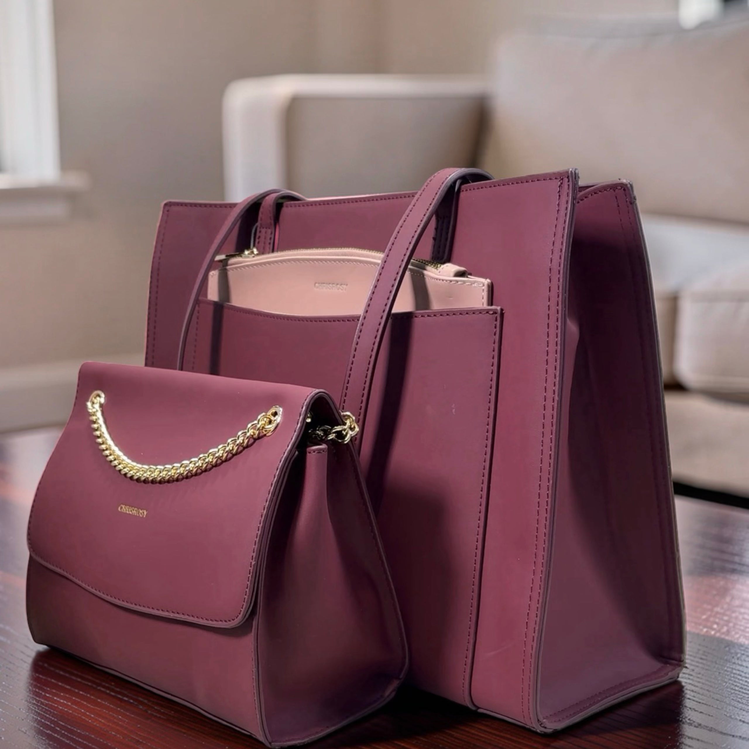 Chrisrosy 3-in-1 Shoulder Bag in Maroon