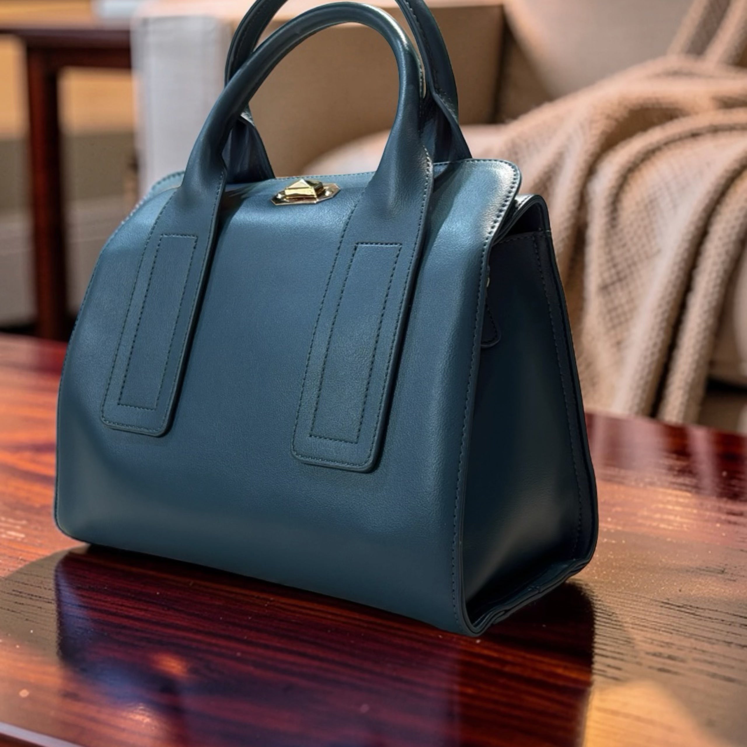Chrisrosy 2-in-1  Structured Double Handle Bag in Teal