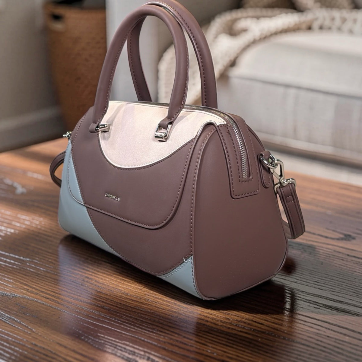Chrisbella 3-Color Pattern Bag In Coffee