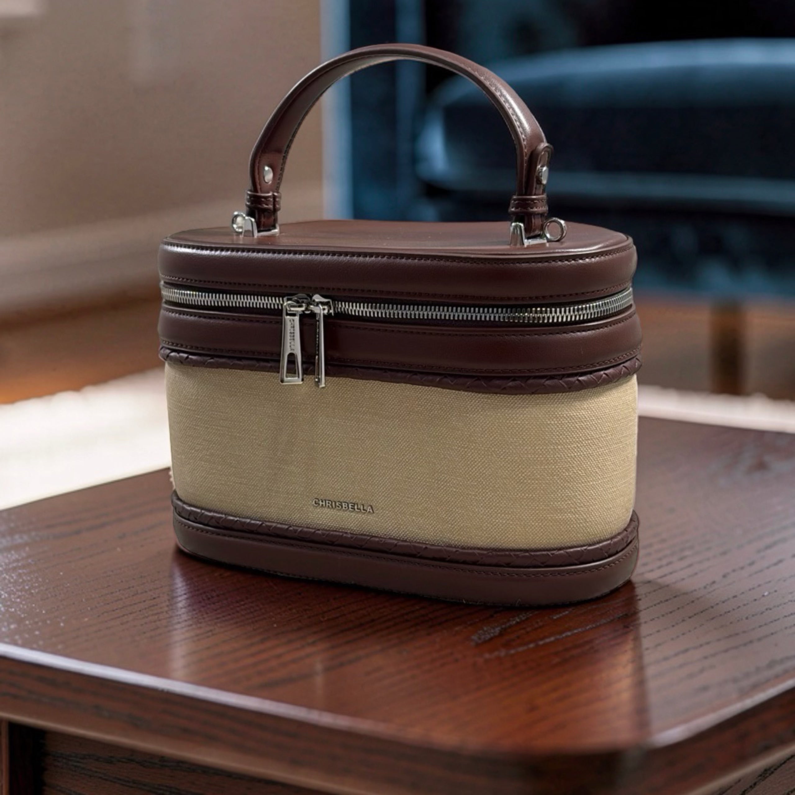 Chrisbella Top-Handle Bag with Tappings in Coffee