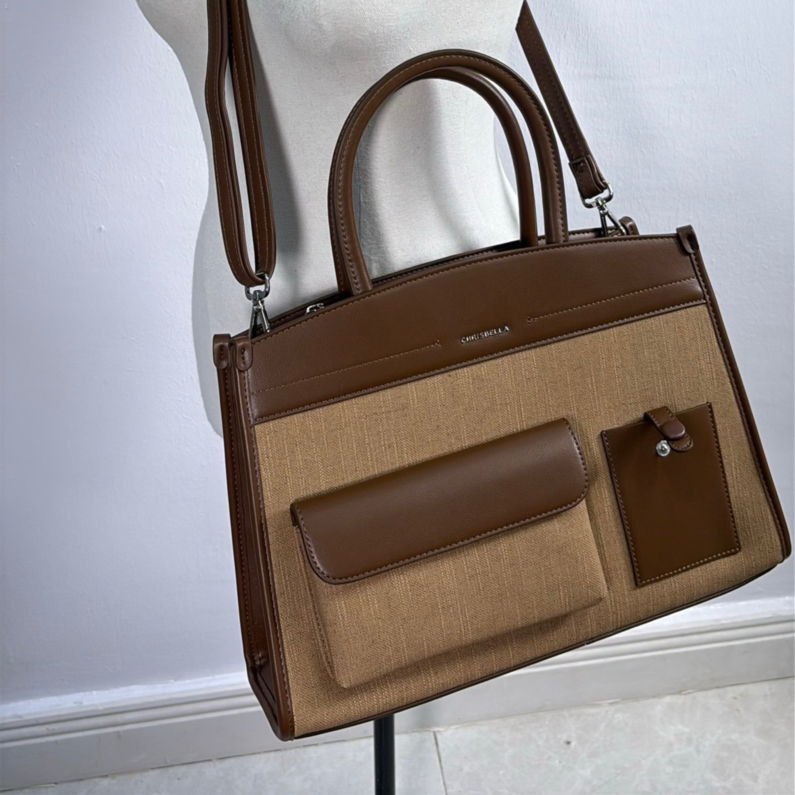 Chrisbella Phone & Card Pocket Bag in Coffee