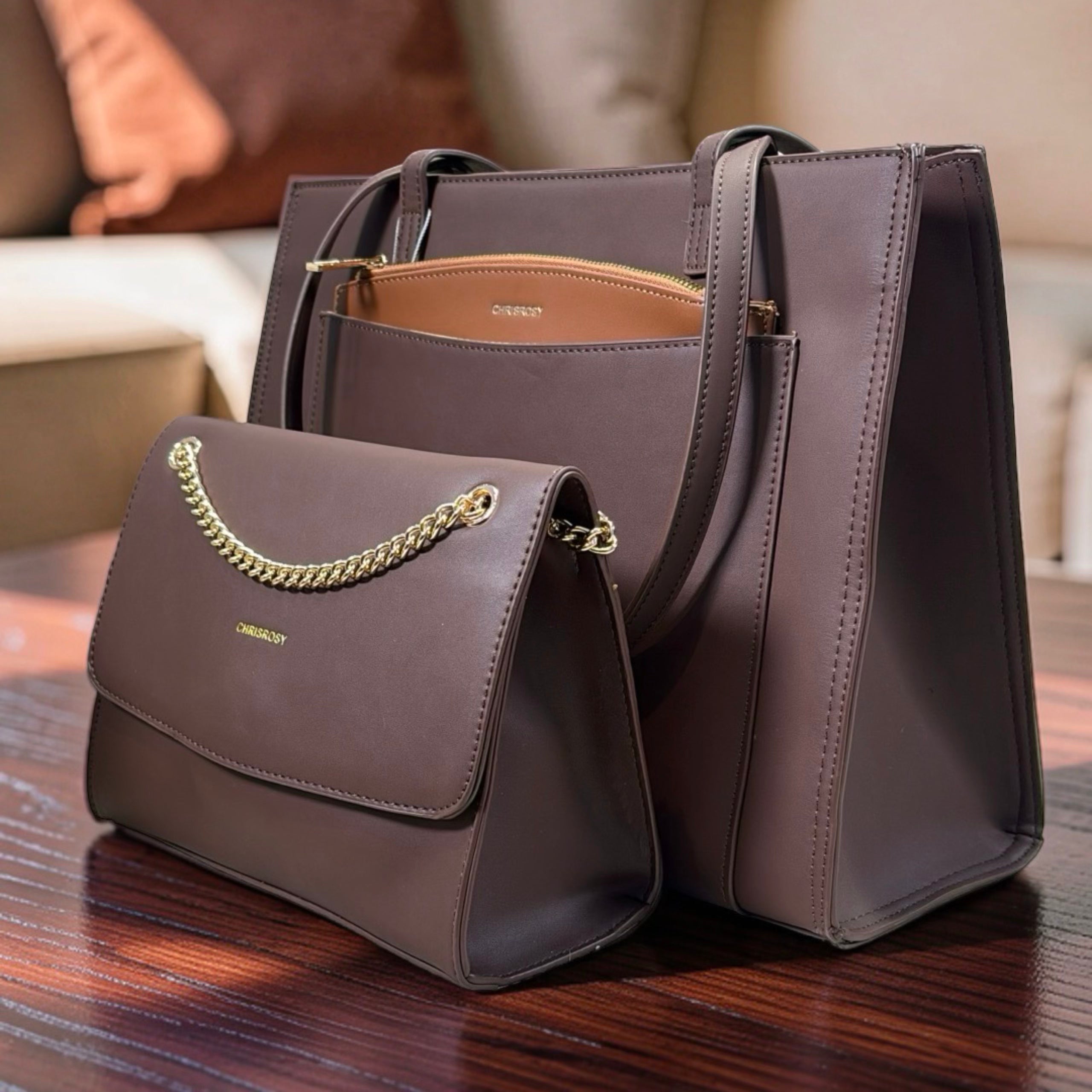 Chrisrosy 3-in-1 Shoulder Bag in Coffee