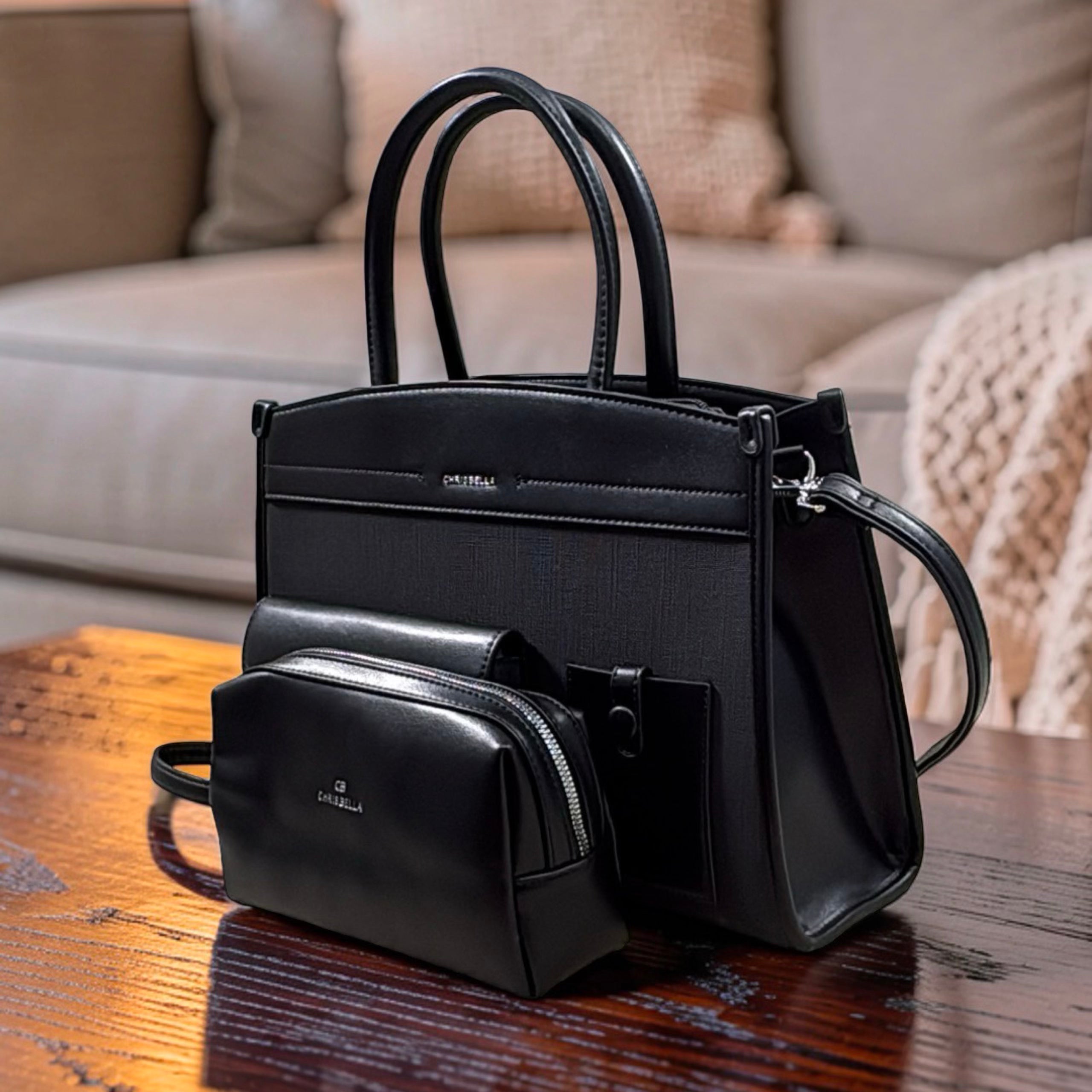 Chrisbella Phone & Card Pocket Bag in Black