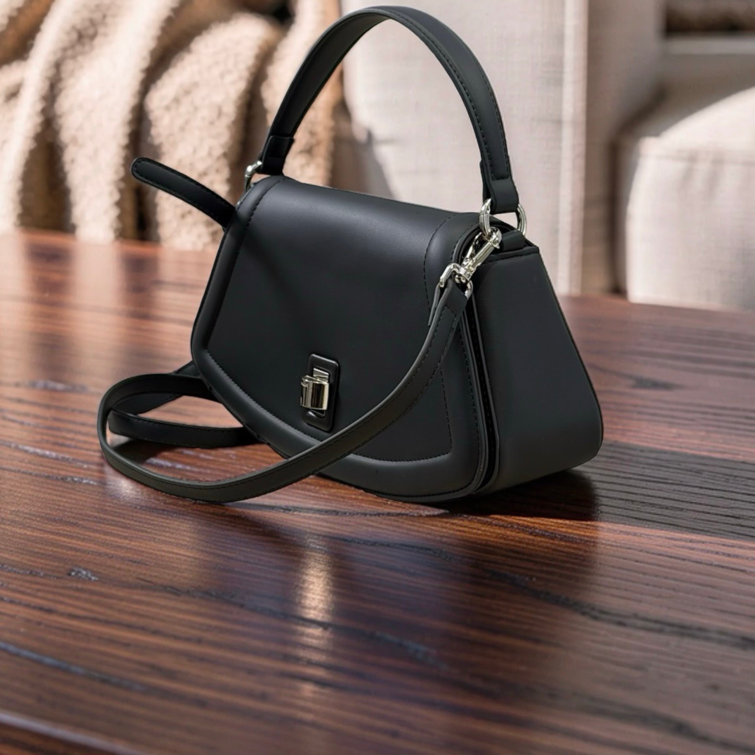 Chrisbella Top Handle Curve Bag in Black
