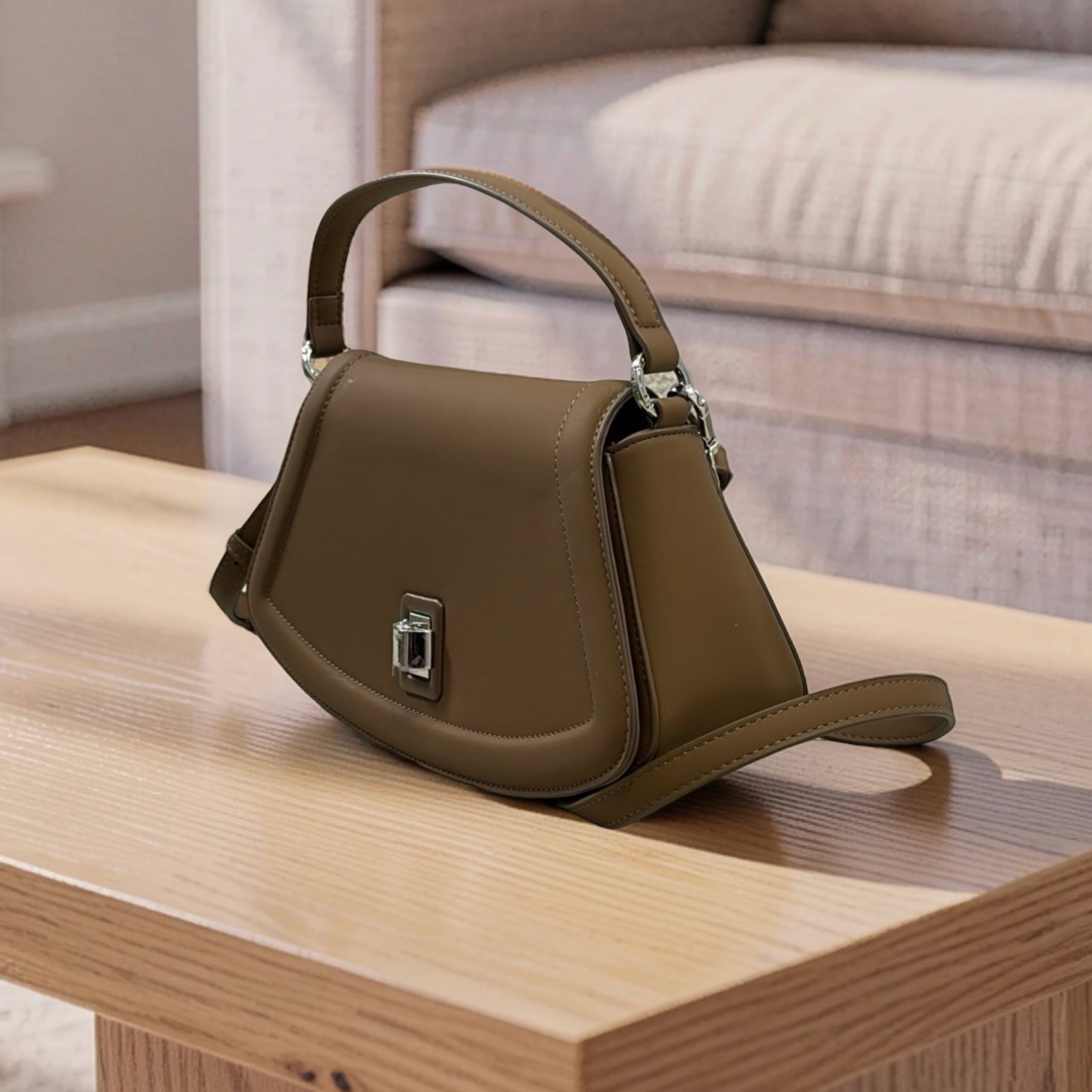 Chrisbella Top Handle Curve Bag in Coffee