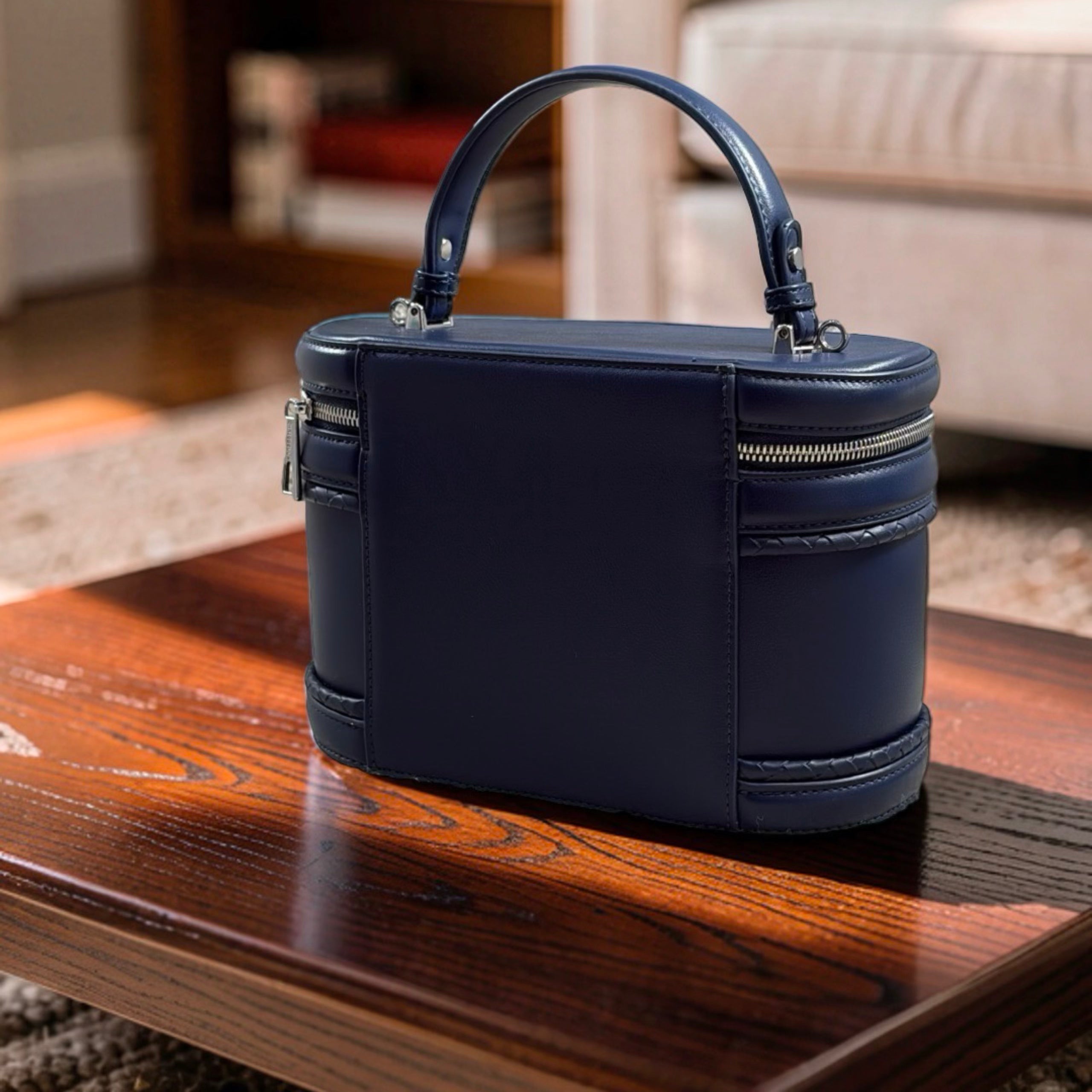 Chrisbella Top-Handle Bag with Tappings in Navy