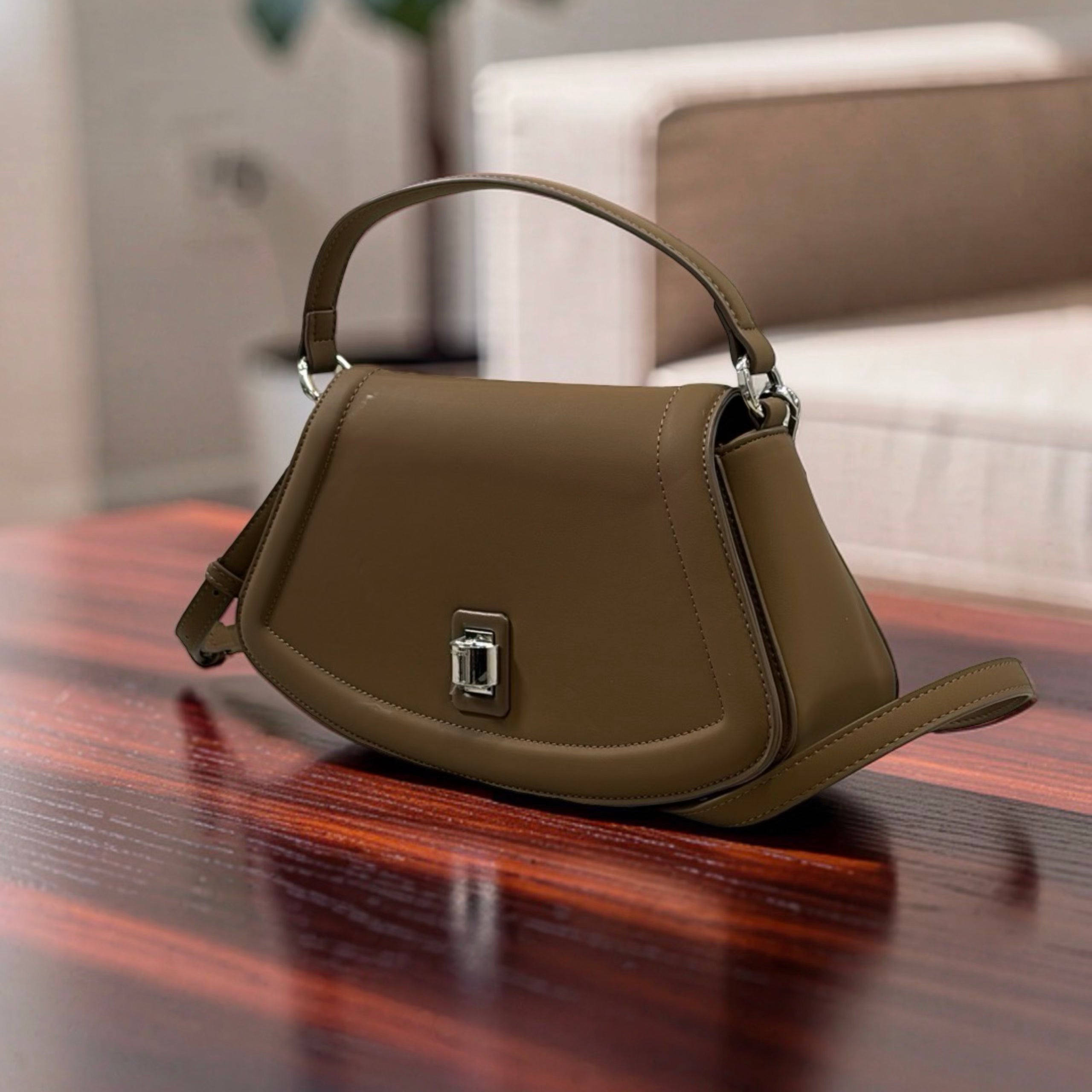 Chrisbella Top Handle Curve Bag in Coffee