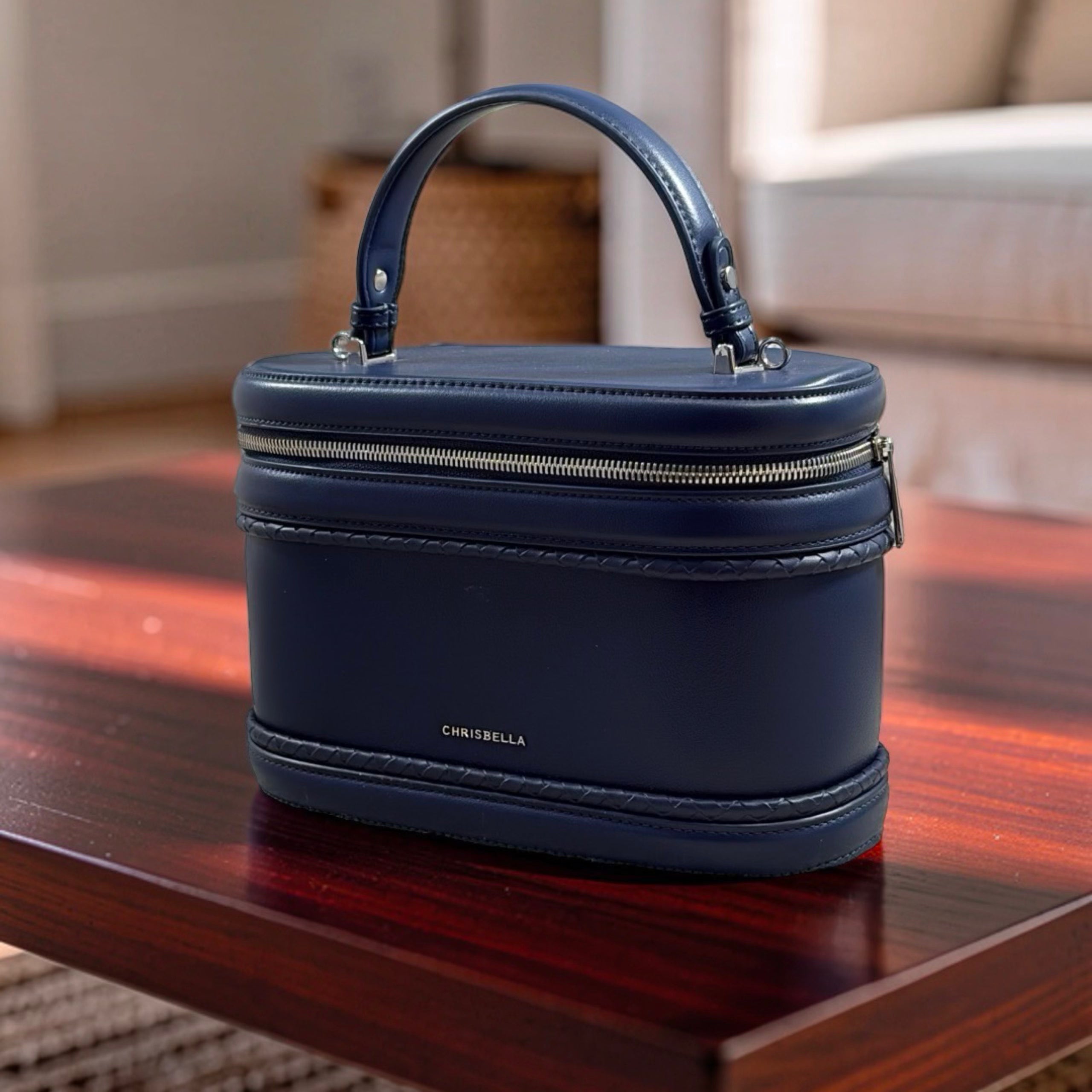 Chrisbella Top-Handle Bag with Tappings in Navy