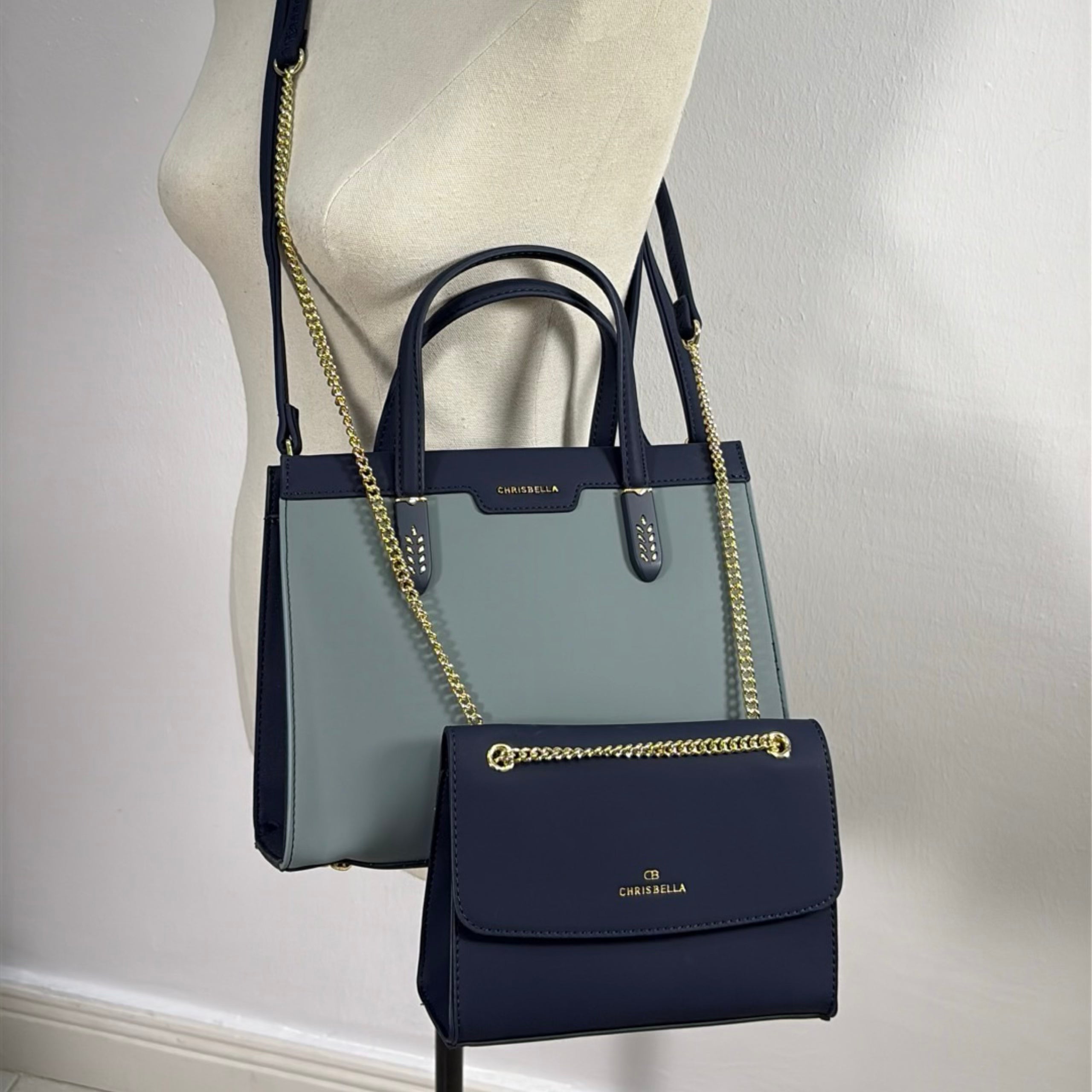 Chrisbella Two-In-One Two-Tone Bag in Navy