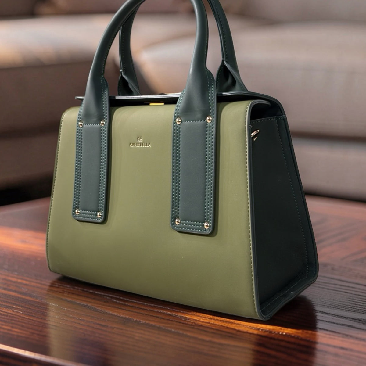 Chrisbella Smooth Two-in-One Bag in Green