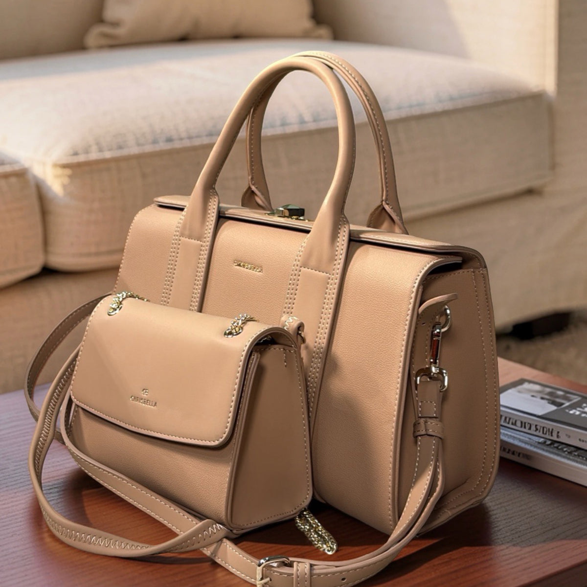 Chrisbella Landscape 2-1-in Bag in Beige