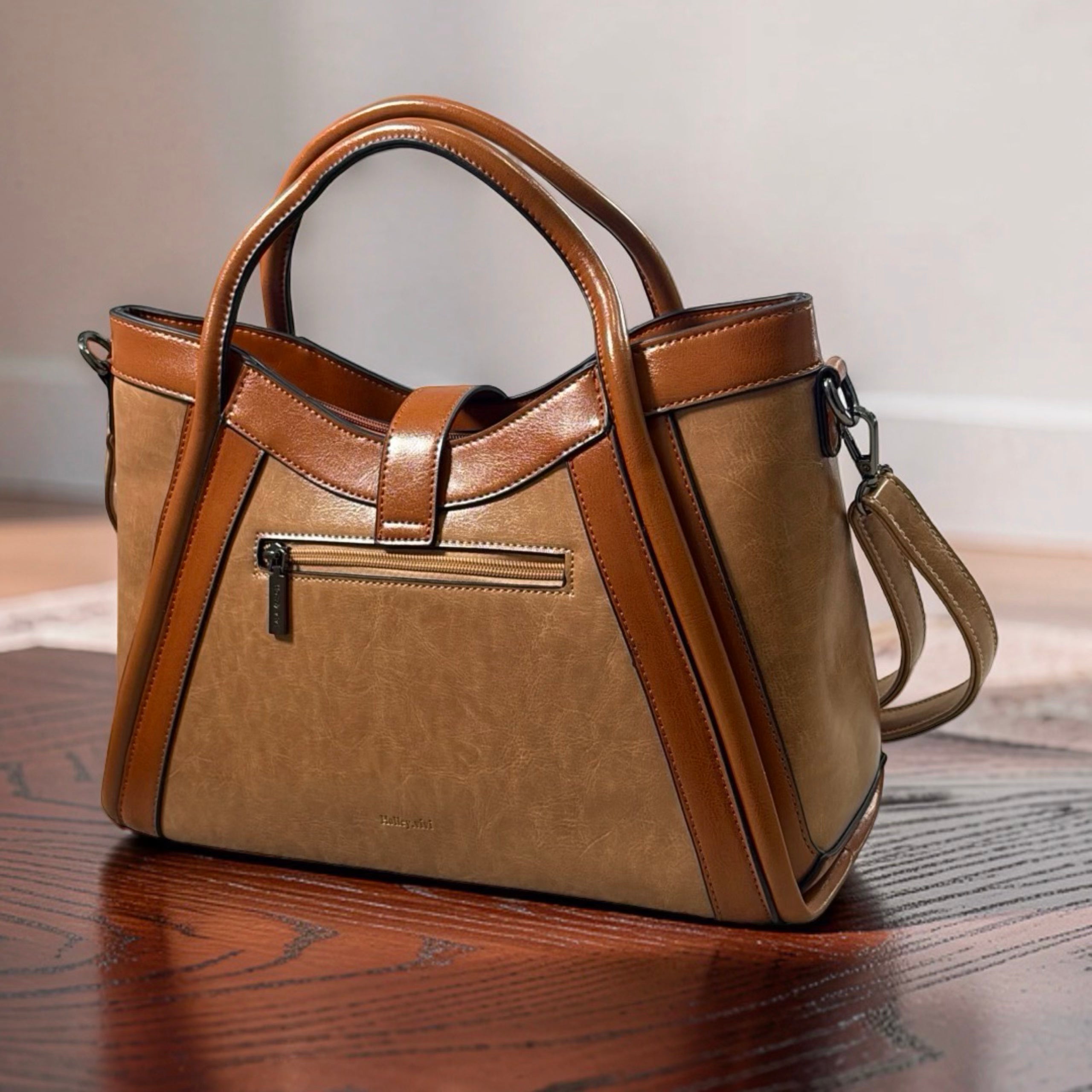 Holley Vivi Two-in One Contrast Color Bag in Apricot