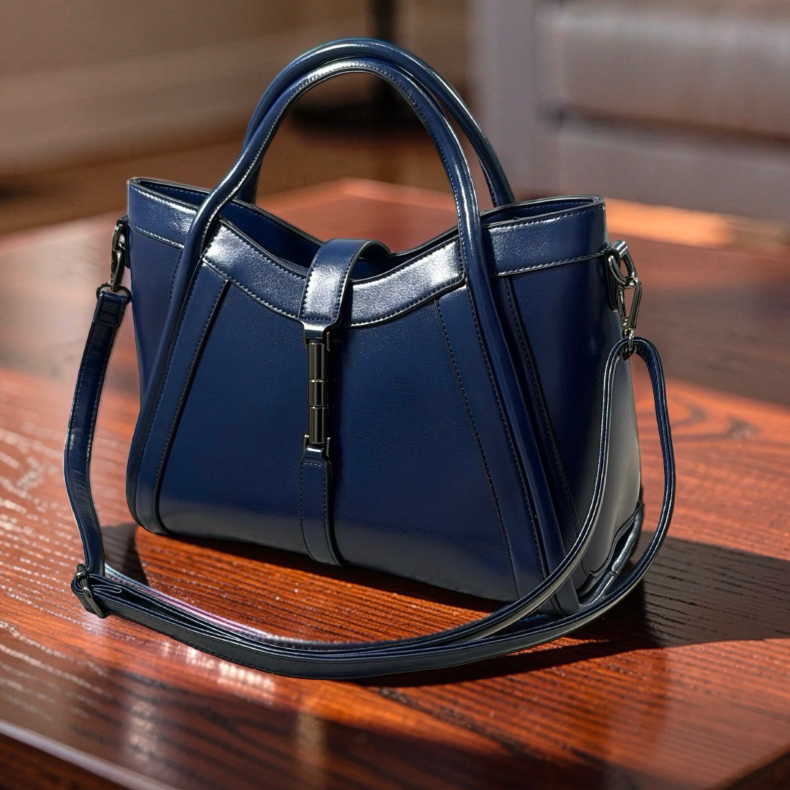 Holley Vivi Two-in One Contrast Color Bag in Navy