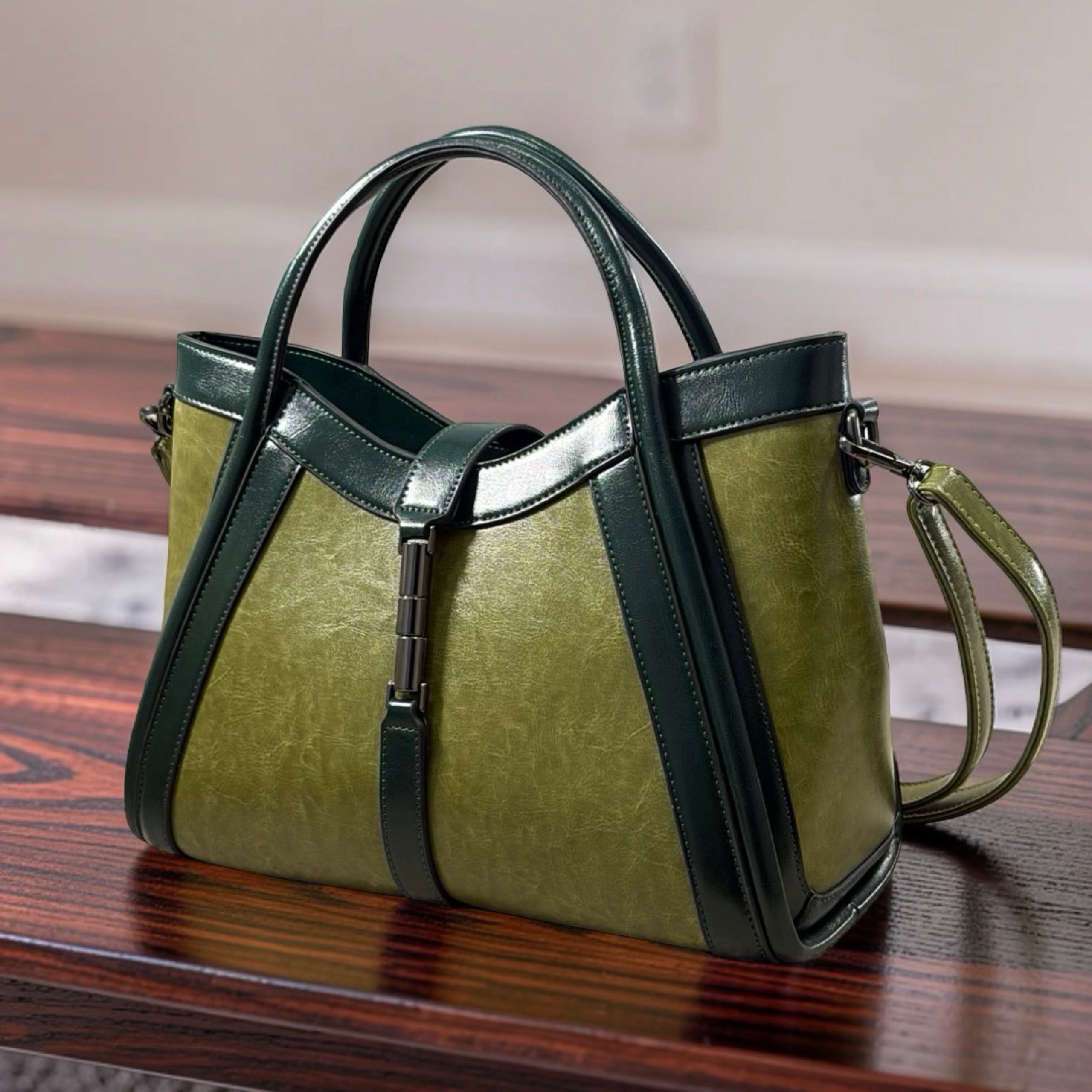Holley Vivi Two-in One Contrast Color Bag in Green