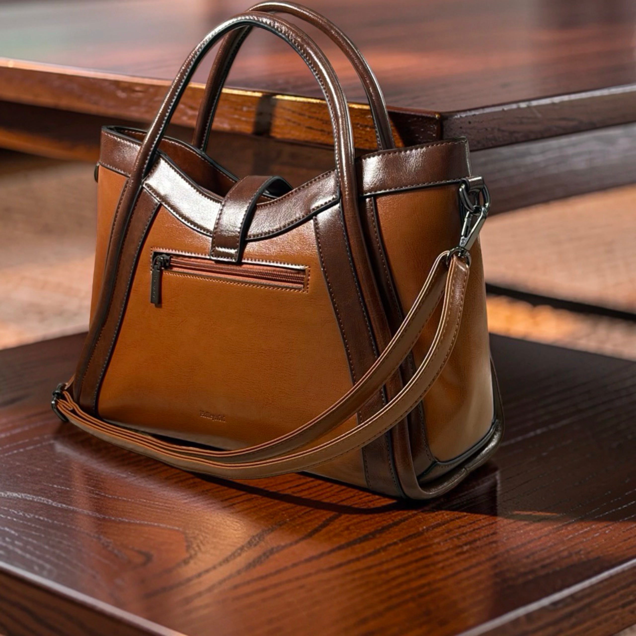 Holley Vivi Two-in One Contrast Color Bag in Brown