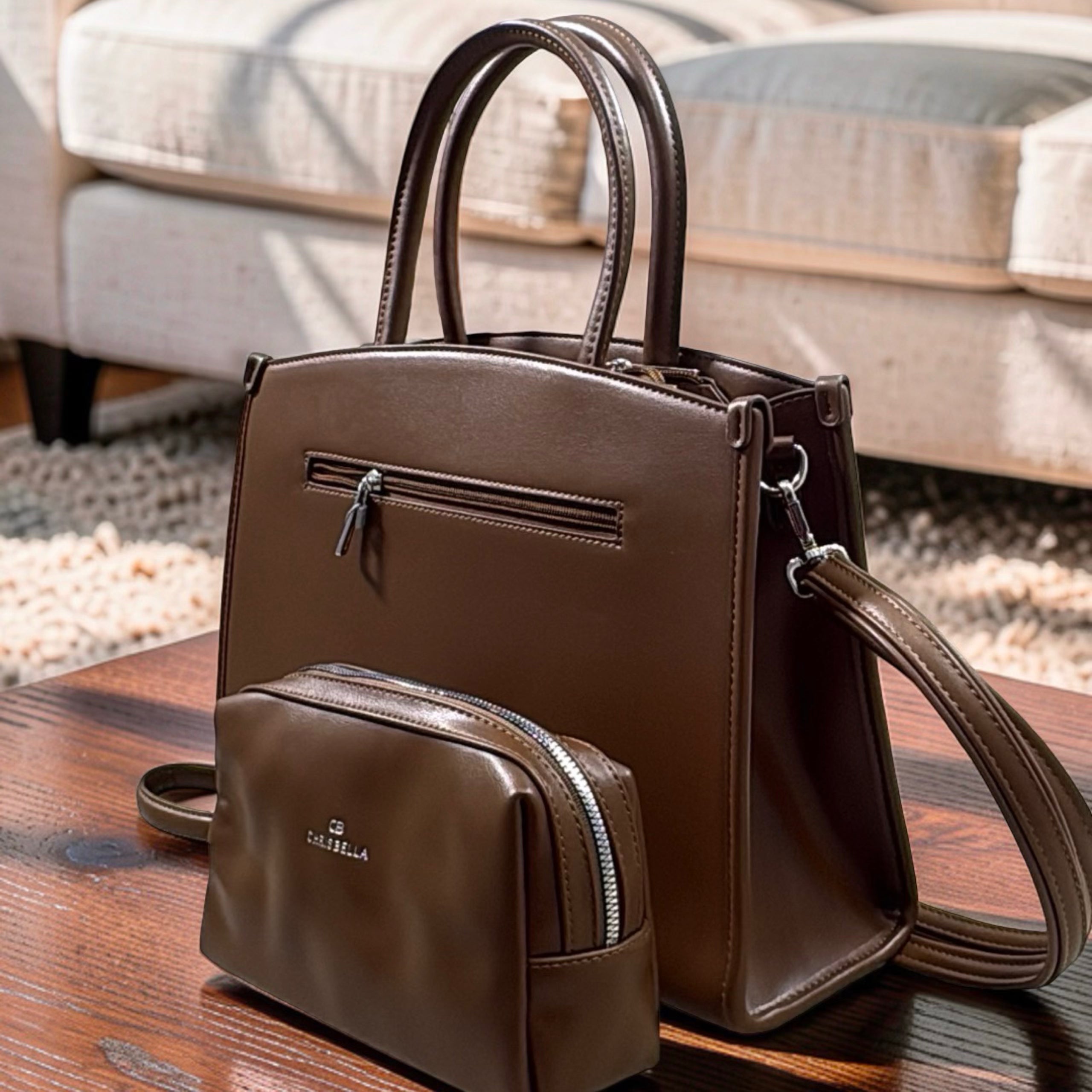 Chrisbella Phone & Card Pocket Bag in Coffee