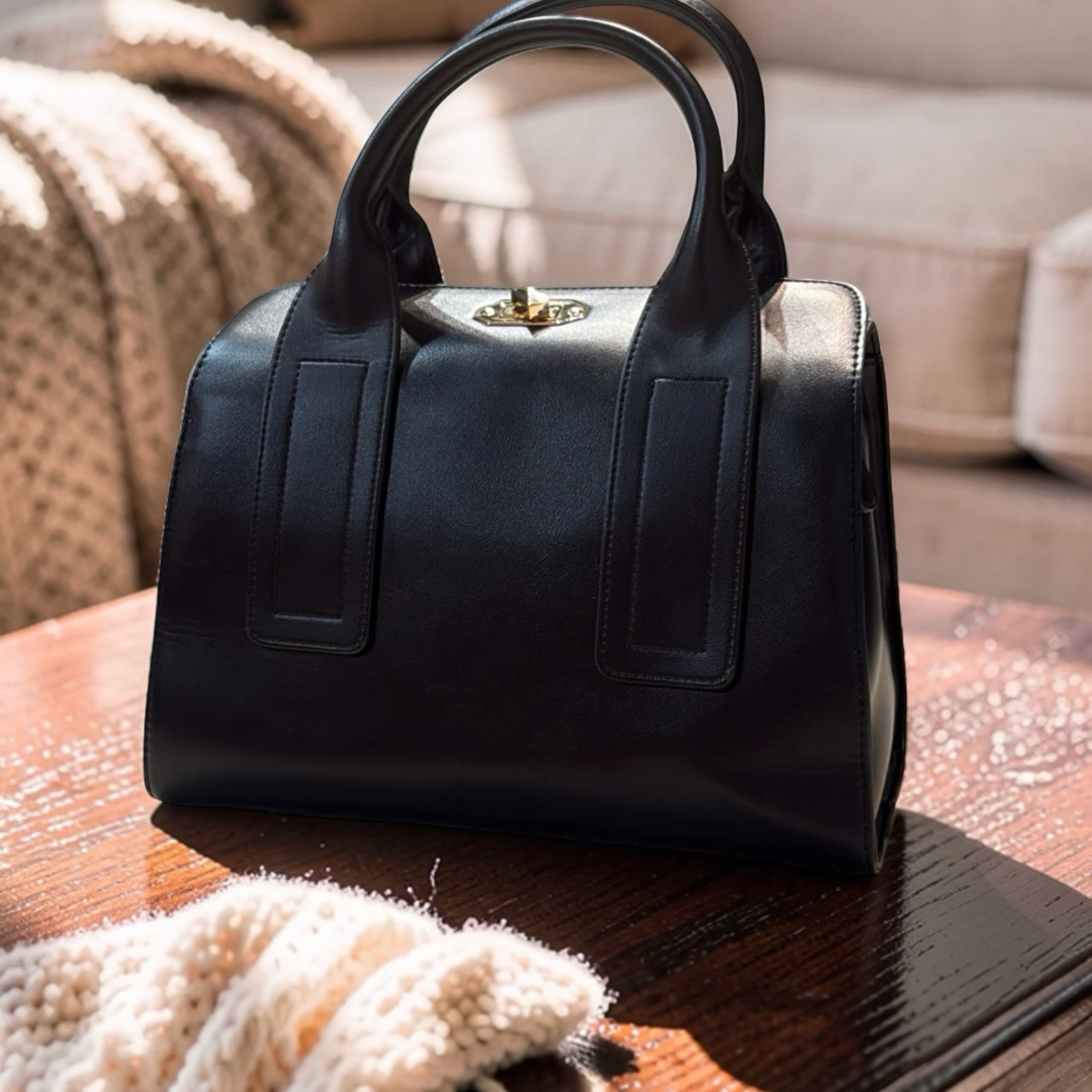 Chrisrosy 2-in-1  Structured Double Handle Bag in Black