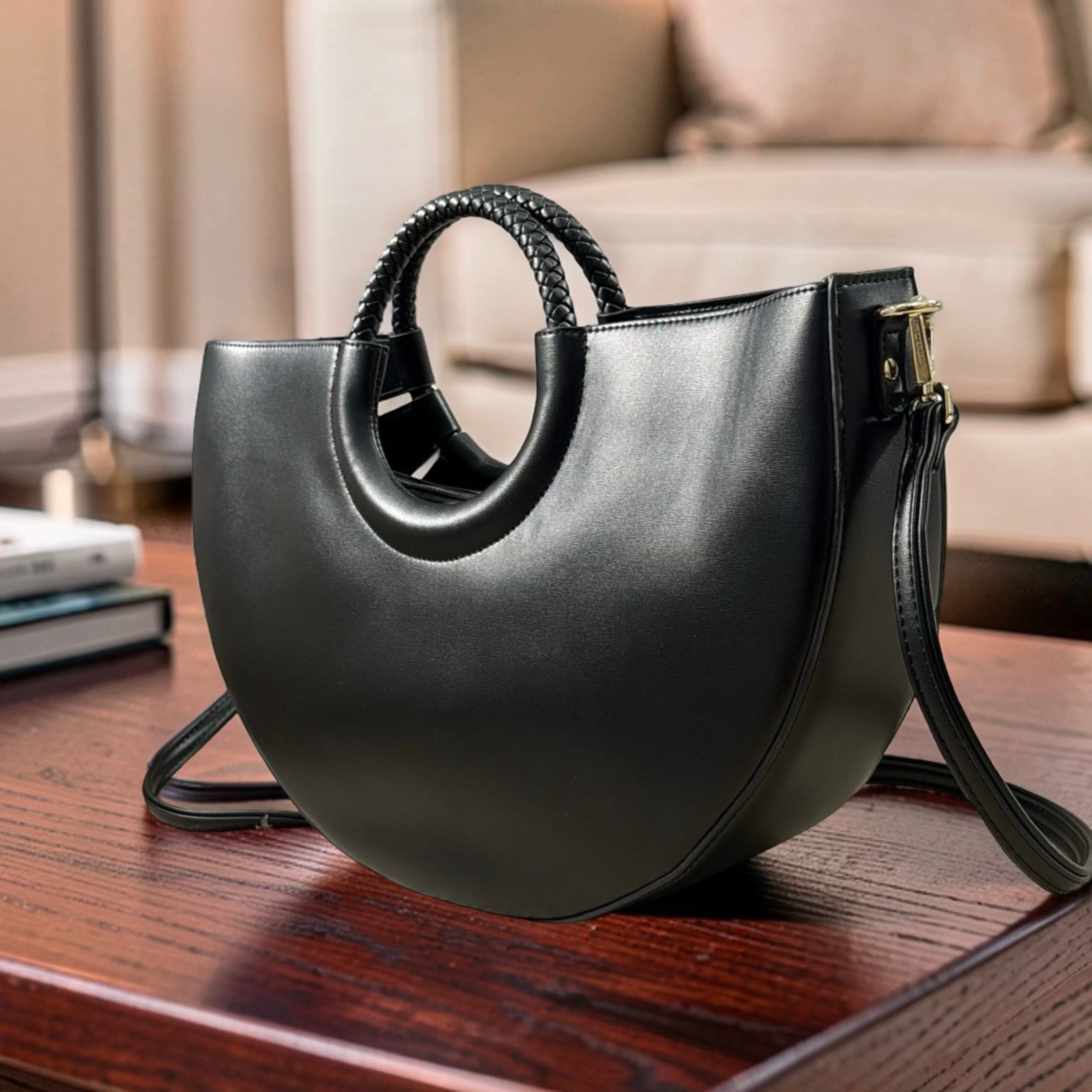 Chrisbella Half-Circle Bag in Black